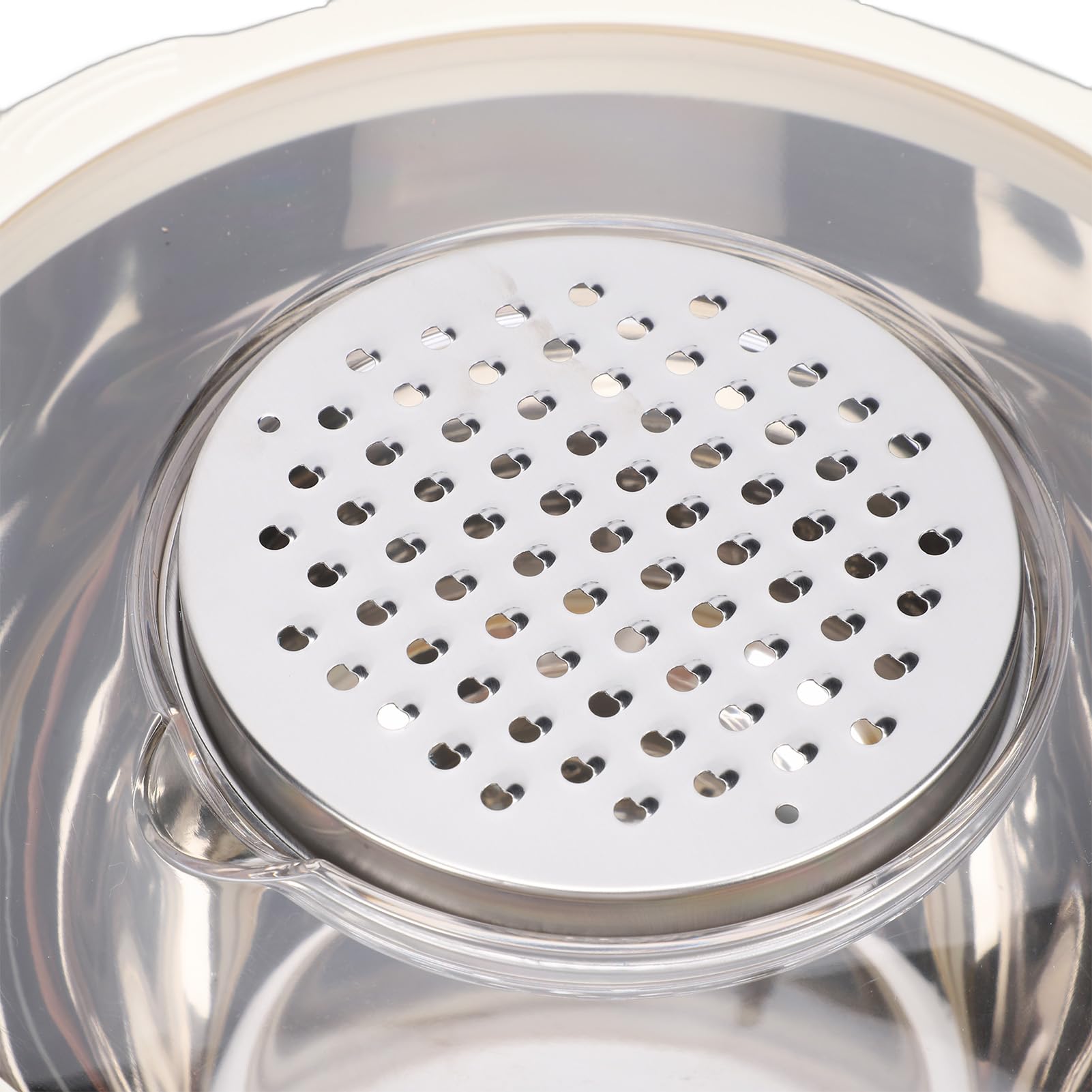 Robustes Salatschüssel-Set mit Reibenaufsätzen und Deckel für Multifunktionale Nutzung, 3-teilig (Beige)