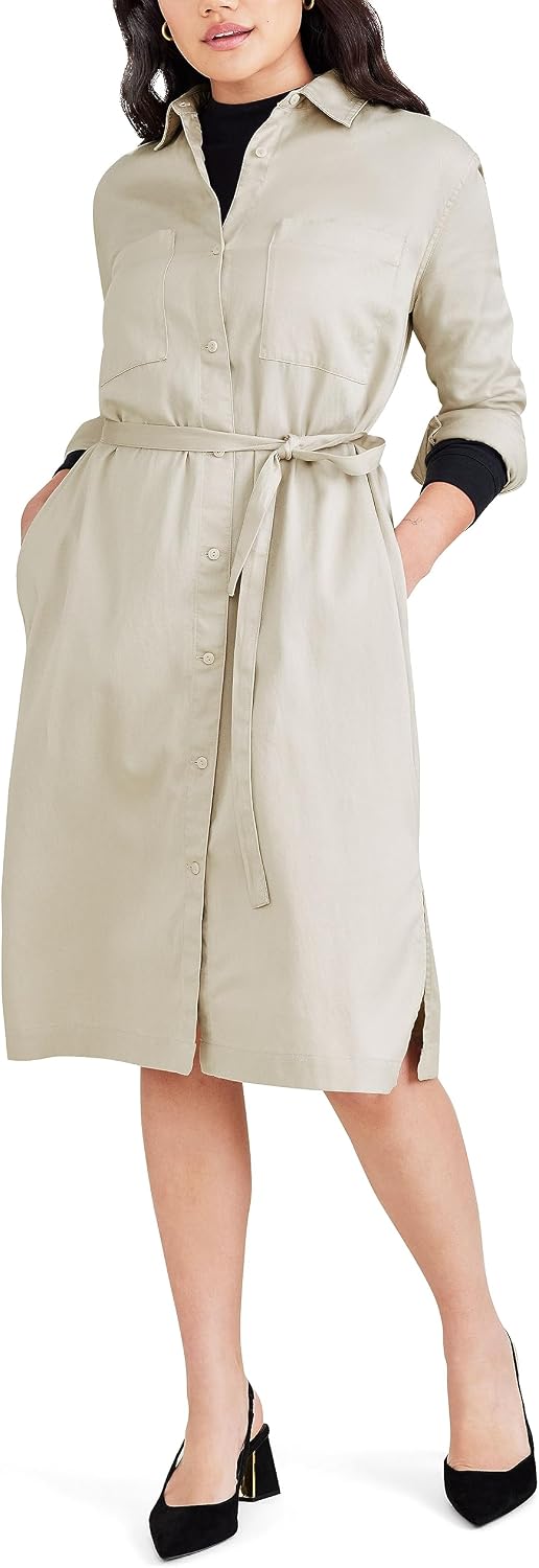 Dockers Womens Relaxed Fit Long Sleeve Dress