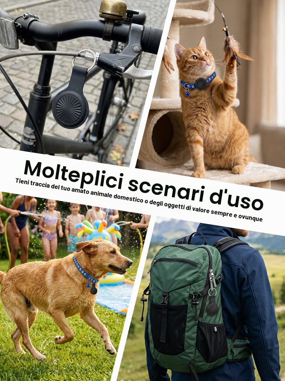 Collare GPS Gatto, GPS per Cani Compatibile con iOS e Android, Nessun Abbonamento, Impermeabile IP67, Tracciamento Globale, Riproduzione Percorso 7 Giorni, Batteria Sostituibile, Adatto a Cani/Gatti
