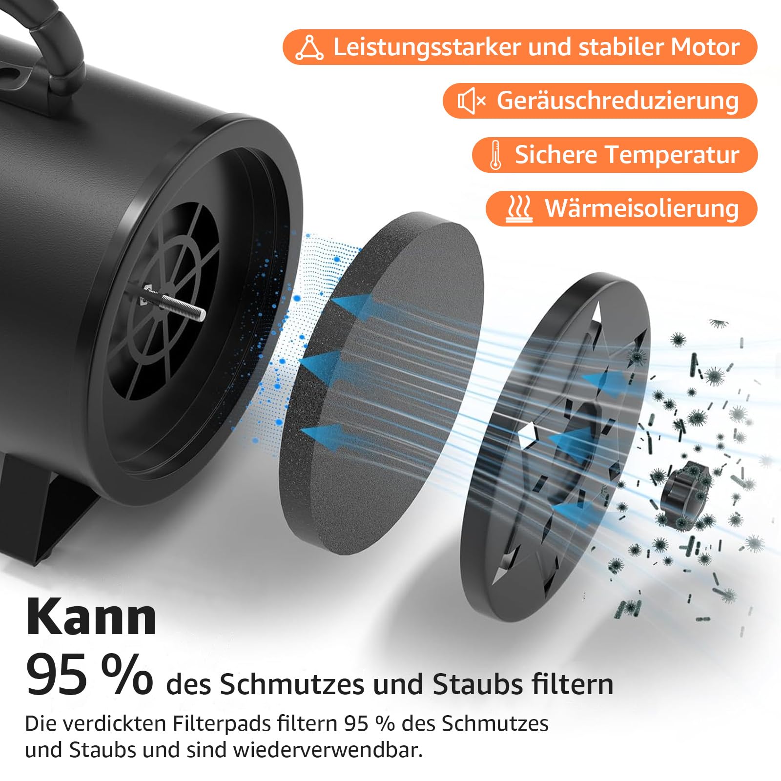 XKISS Soffiatore per Cani 2800W Asciugatore per Cani Continua con velocità e Temperatura Regolabile Asciugacapelli per Animali Domestici，Grooming Cane Animali，con 4 Accessori. (Nero)