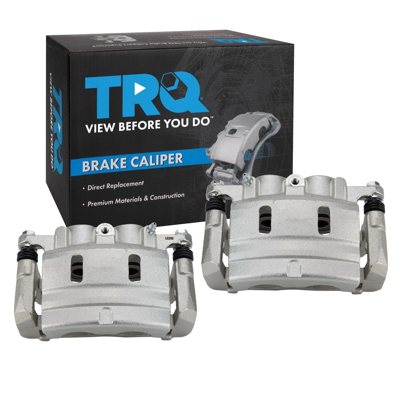 TRQ Front Brake Caliper Set Zinc Coated Brackets