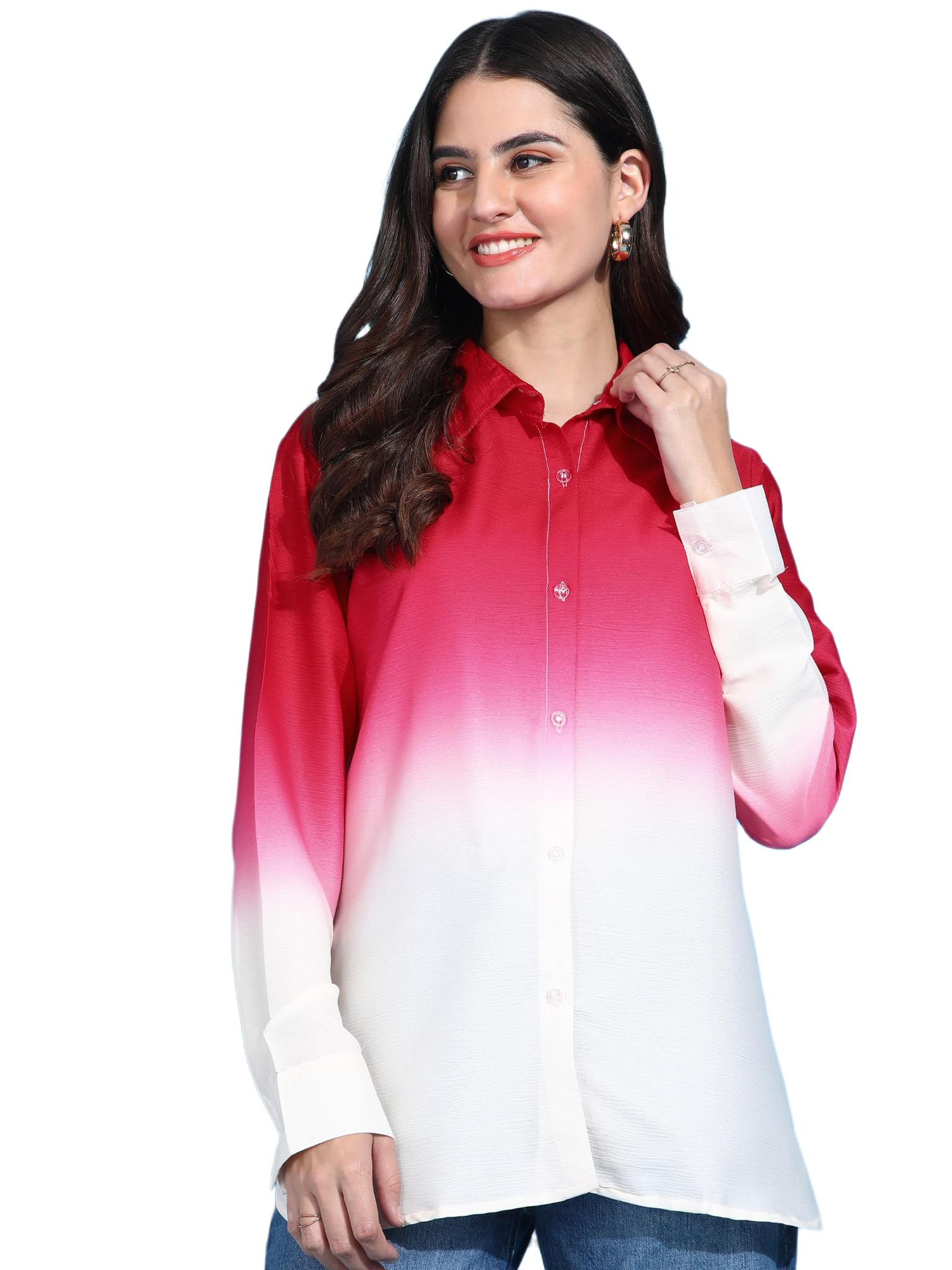 funday fashion Women's Polyester Relaxed Fit Half N Half Casual| Stylish Colla Shirt | Overd Shirt-picture-25