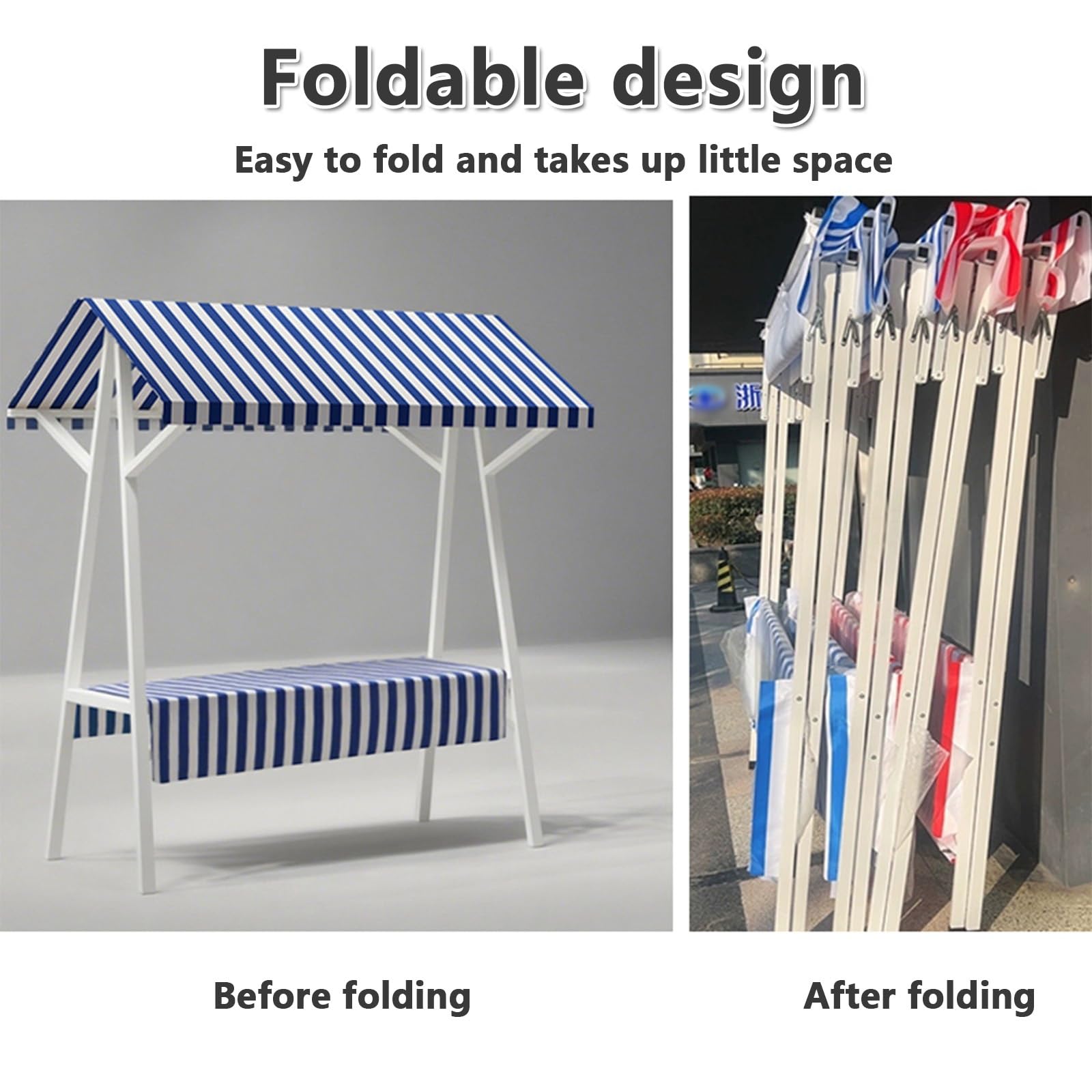 Bancarella per mercatino,carrello portatile per bancarelle per venditori all'aperto, carrello per venditori con ruote,Resistente all'usura e antiscivolo(Blue,130x60x200cm)