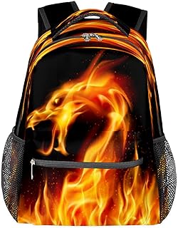 Mochilas de viagem para laptop para mulheres e homens, estampa de dragão fogo, resistente à água, mochilas escolares leves para adolescentes meninas/meninos, mochila casual para viajar, acampar, caminhar, Multi, Medium, Mochilas Daypack