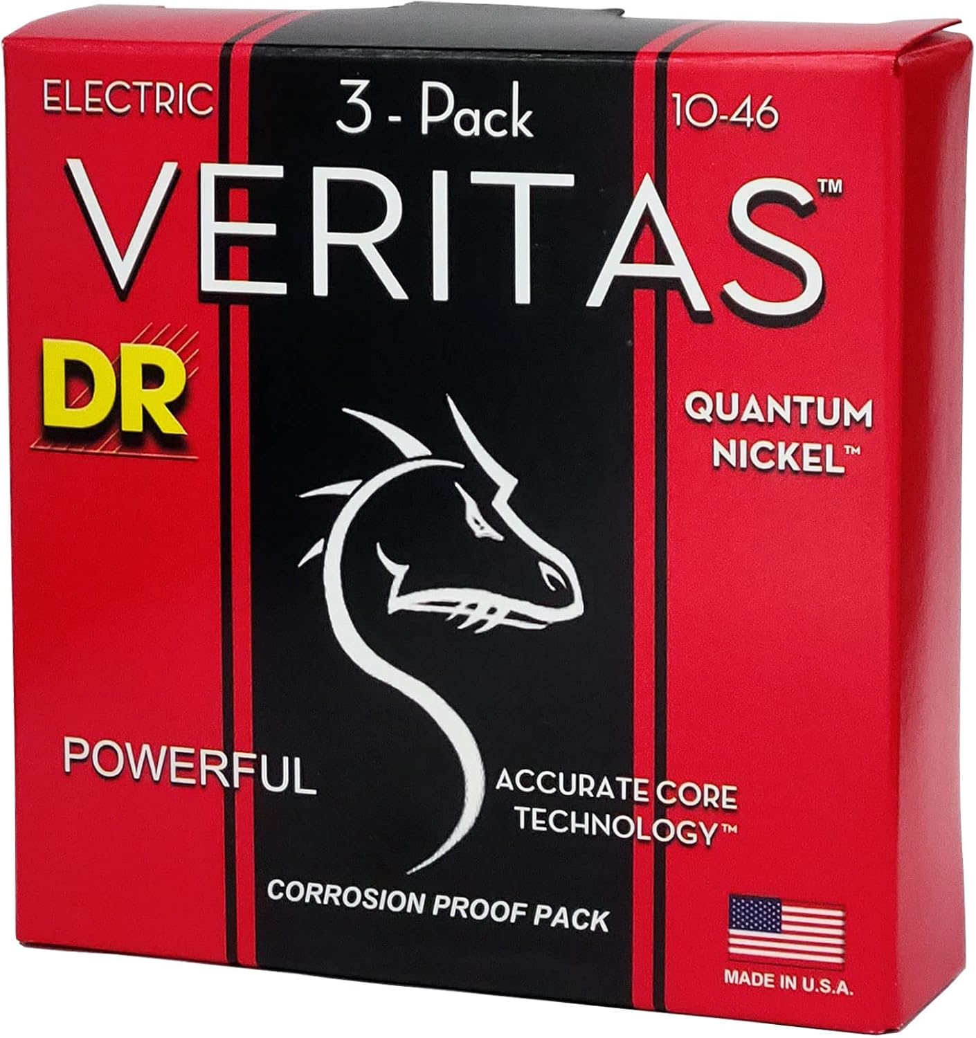DR Strings Veritas Coated Core Technology Electric Guitar Strings, Medium 10-46, 3-Pack (VTE-10-3PK)