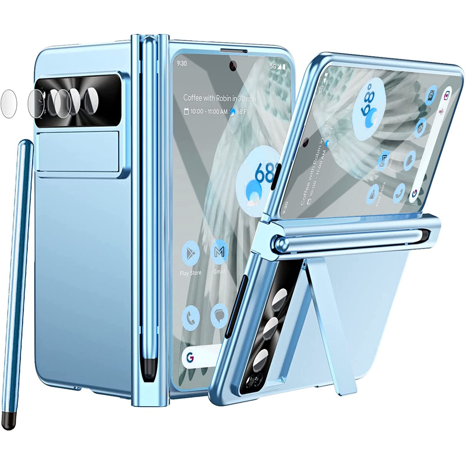 Miimall Custodia per Google Pixel Fold, [Cerniera Tutto Incluso], [Pellicola di Copertura HD], Copertura [antiurto in PC] con [Cavalletto Regolabile], Cover Protettiva per Google Pixel Fold, Nero