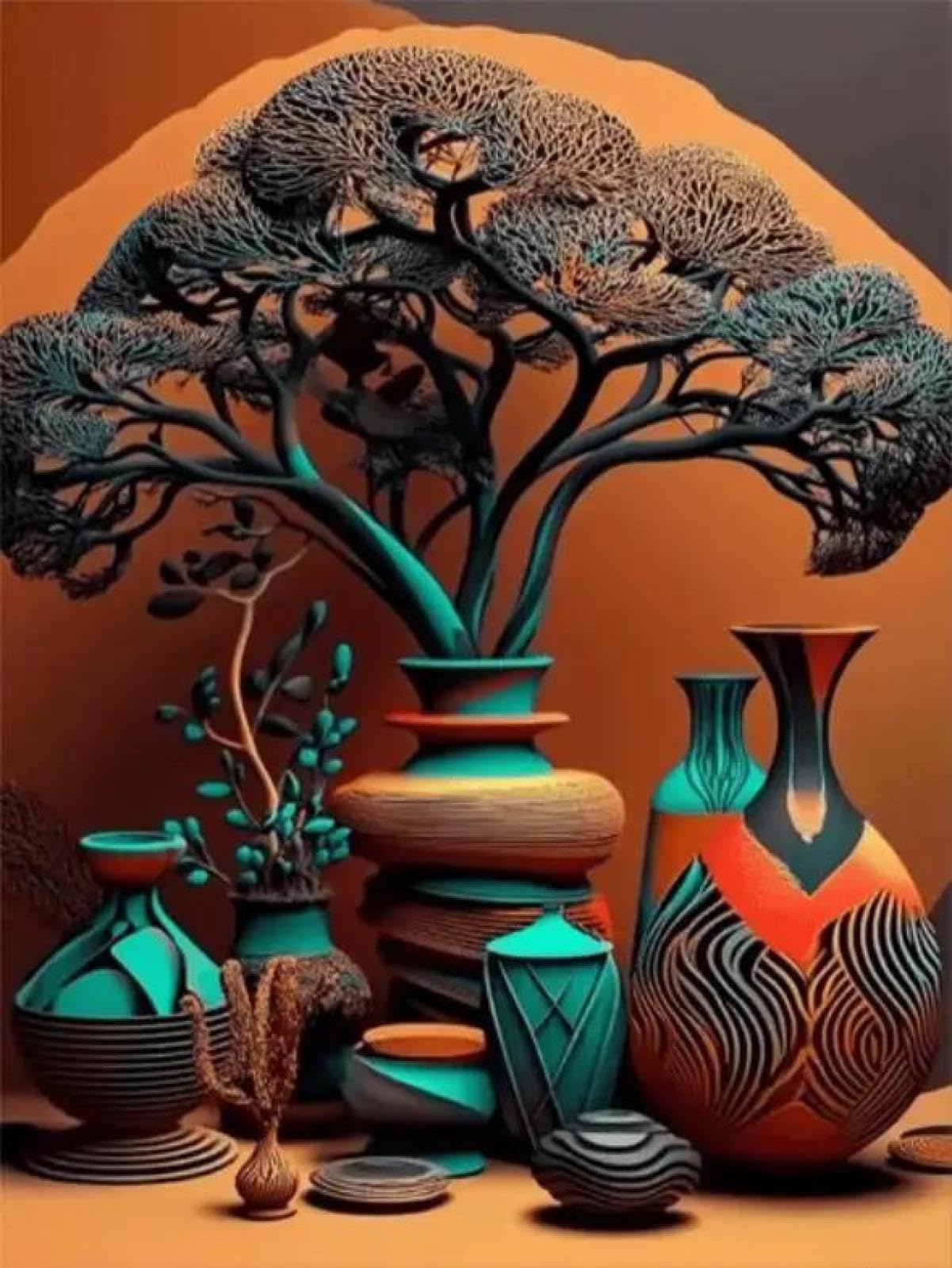 Yocheng African Abstract Art Posters And Print Vase Jar And Tree Canvas Painting Wall Art Pictures For Living Room Home Decor 50x70cm No Frame