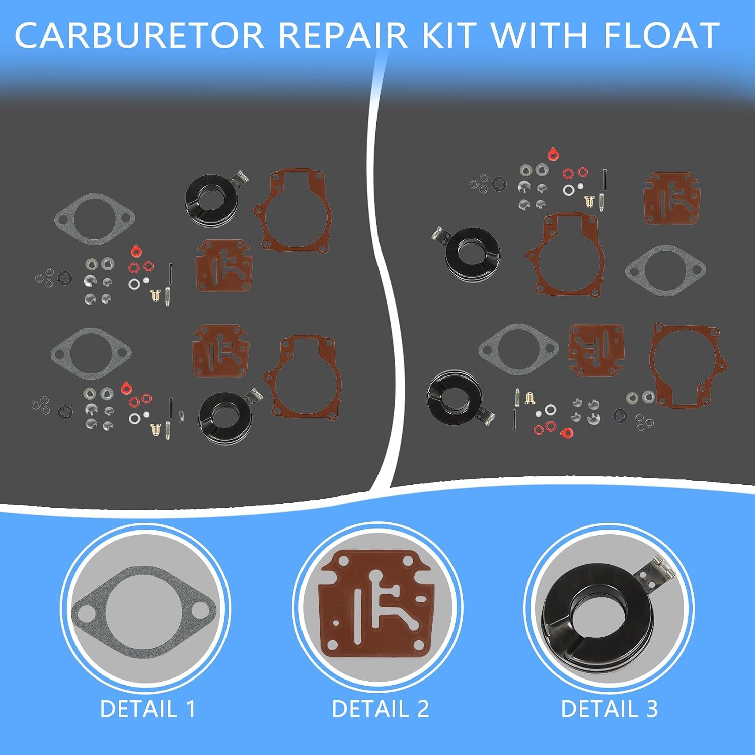 labwork 2 Pack Carburetor Repair Kit with Float Replacement for Johnson Evinrude 18 20 25 28 30 35 40 45 48 50 55 60 65 70 75hp 396701 18-7222