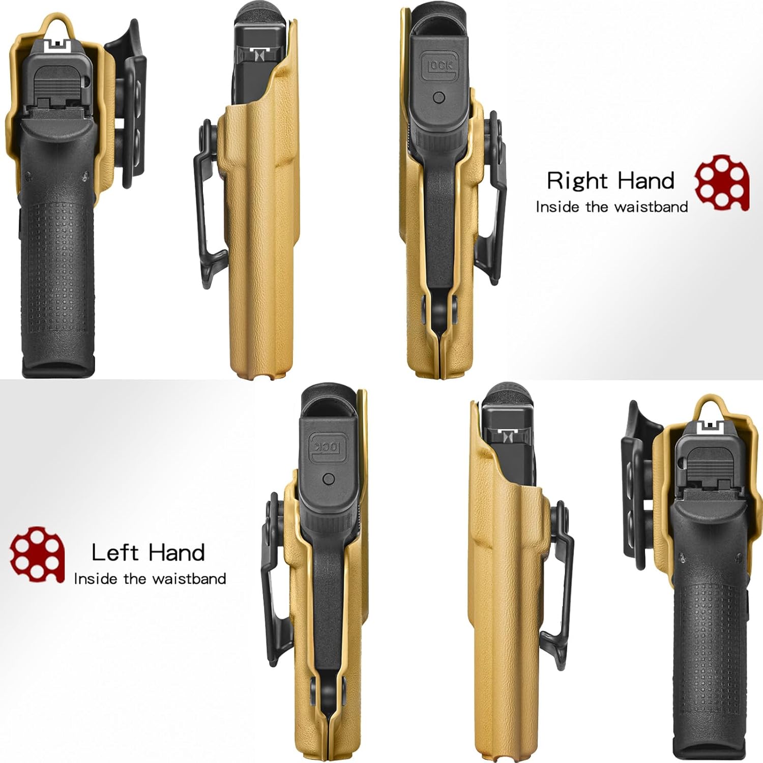 Amberide IWB Kydex Holster for Glock 42, Ultra-Slim Concealed Carry, No Optic/No Laser, Adjustable Cant, Secure Retention, Made in USA