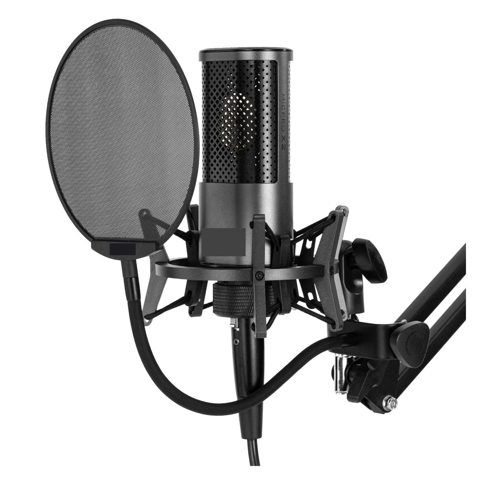 Microphone de studio USB X2 avec filtre anti-pop et support antichoc en métal