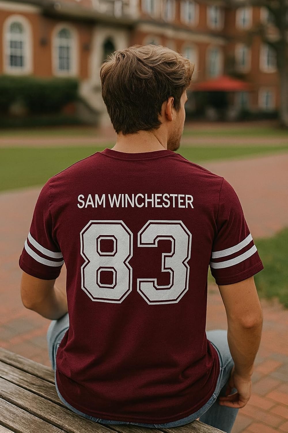 Sam Winchester Shirt – Supernatural Merch V-Neck Jersey Tee – Saving People Hunting Things – Cosplay Fan Gift