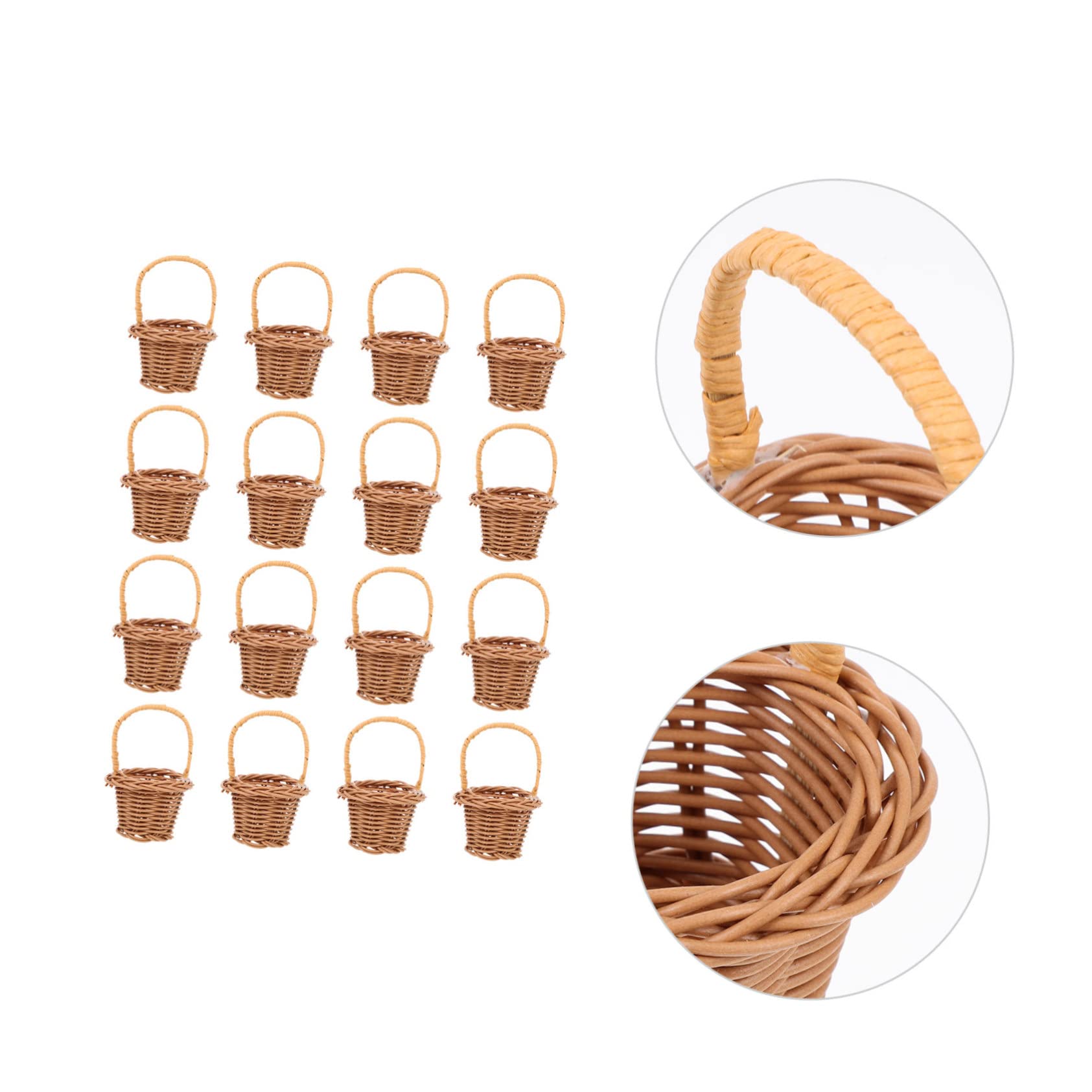 LABRIMP 32piezas Cesta De Flores Tejida De Cesta Para Almacenamiento De Flores Capazo De Rattan Natural Para Decoración De Especiales Para Boda y Pascua