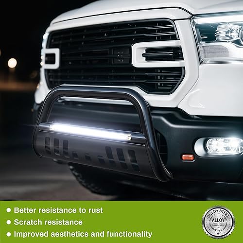 Miniatura 6 de AUTOSAVER88 Bull Bar con barra de luz LED compatible con Dodge RAM 09-18 15002019-2023 RAM 1500 Classic (Exl Rebel Sport) Tubo de 3 pulgadas Rejilla