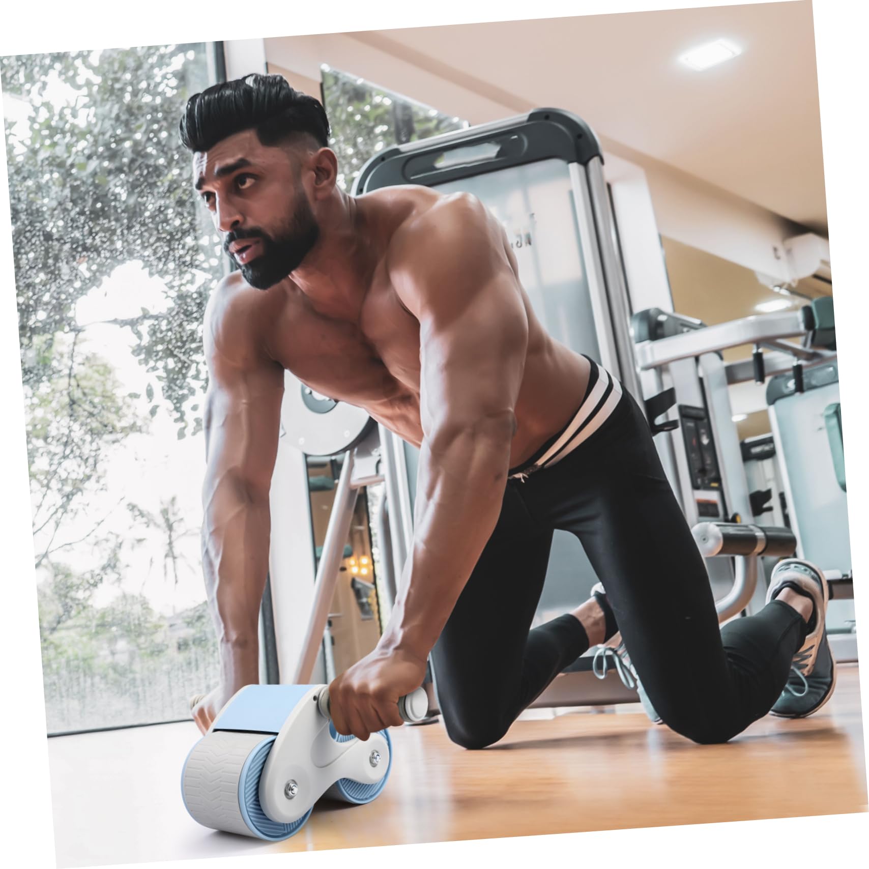 SOIMISS Abdominal de Rebote Automático con Antideslizante Rodillo de Ejercicio Ab para Entrenamiento Casa de Dobles para Estabilidad