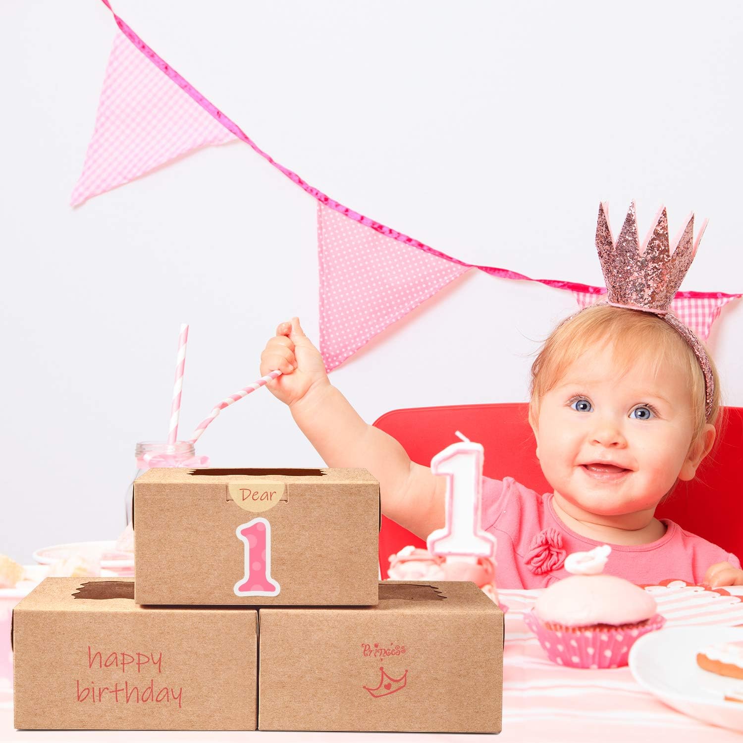 Bakery Boxes, 6x6x3in Brown Cookie Boxes, Mini Cake Boxes with