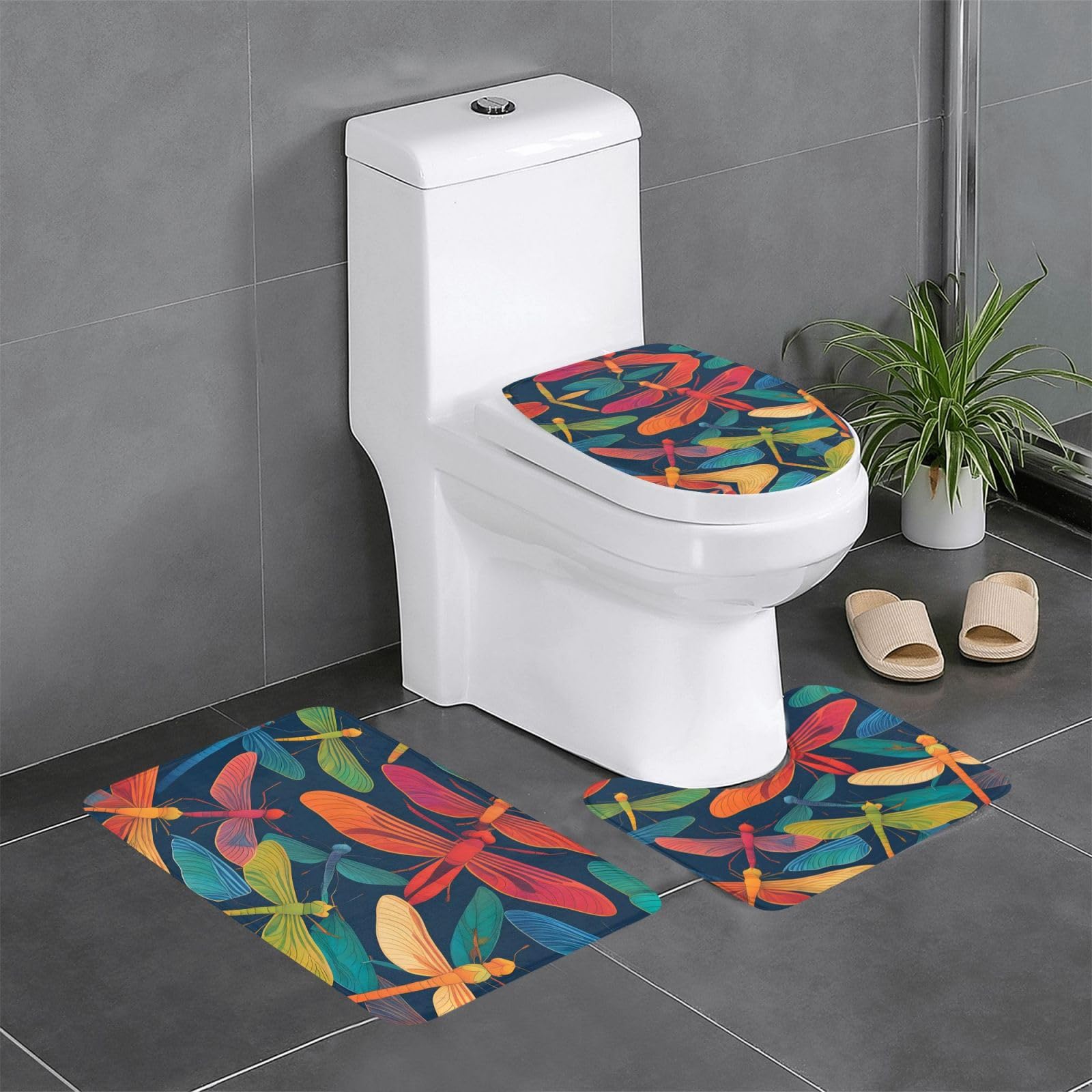 Tapis de salle de bain antidérapants lot de 3 motifs colorés