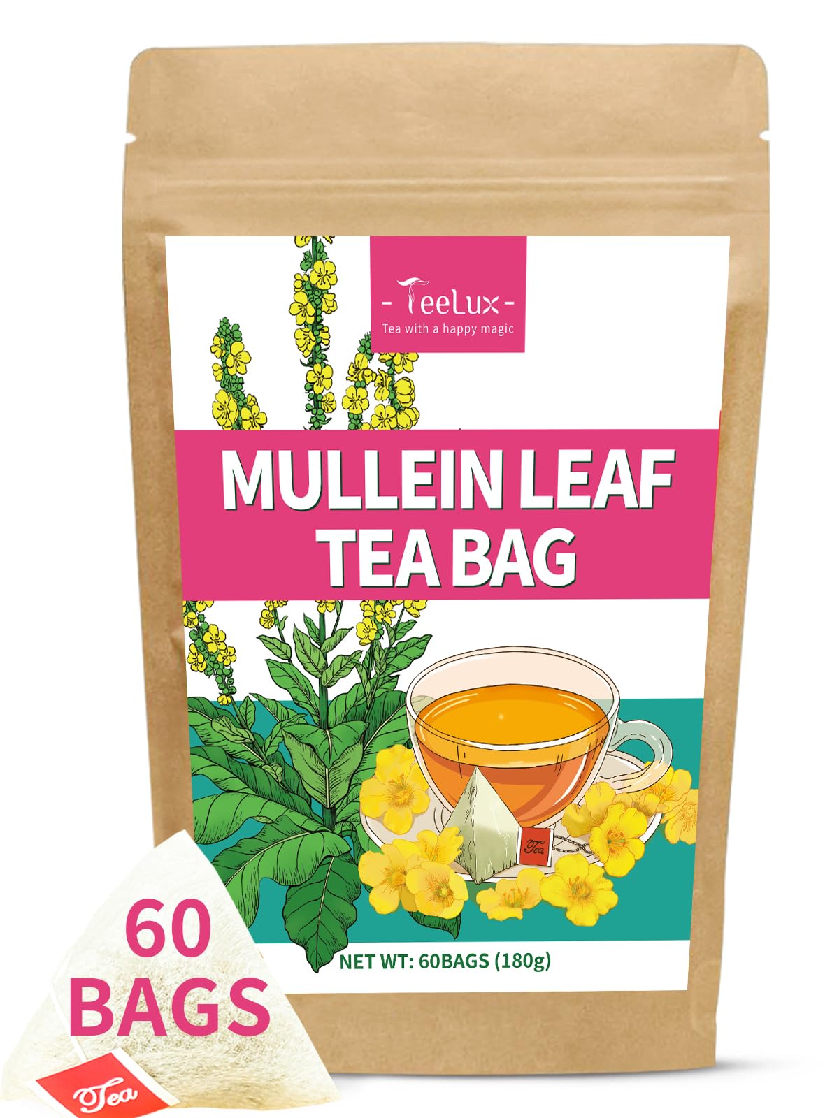 TeeLux Yerba Mate Tea Bags 50 Count, Pure Natural Argentine Yerba Mate, Rich Flavor with 3g/Bag, Biodegradable Tea Bag — view 77