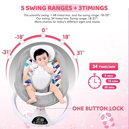 Miniatura 4 de Columpios de bebé para bebés y niños pequeños, gorila eléctrica para bebés, columpio portátil Bluetooth para recién nacido, balancín de bebé con