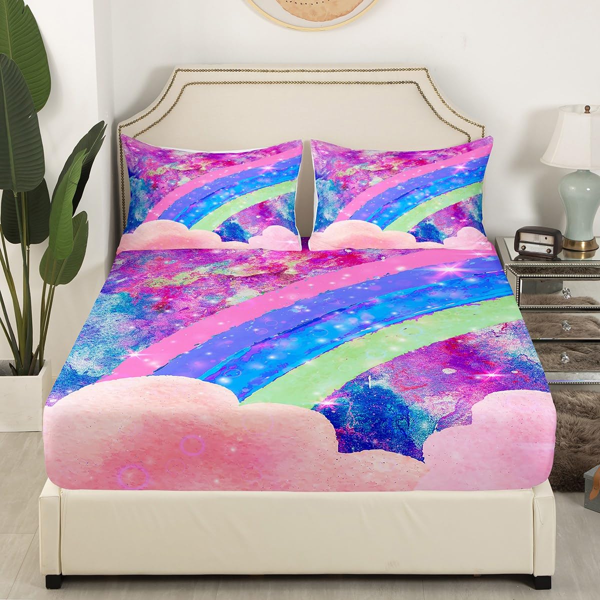 Divine Textiles, set di biancheria da letto per bambini, 100% cotone, reversibile, con federe e lenzuolo con angoli coordinati, colore: rosa