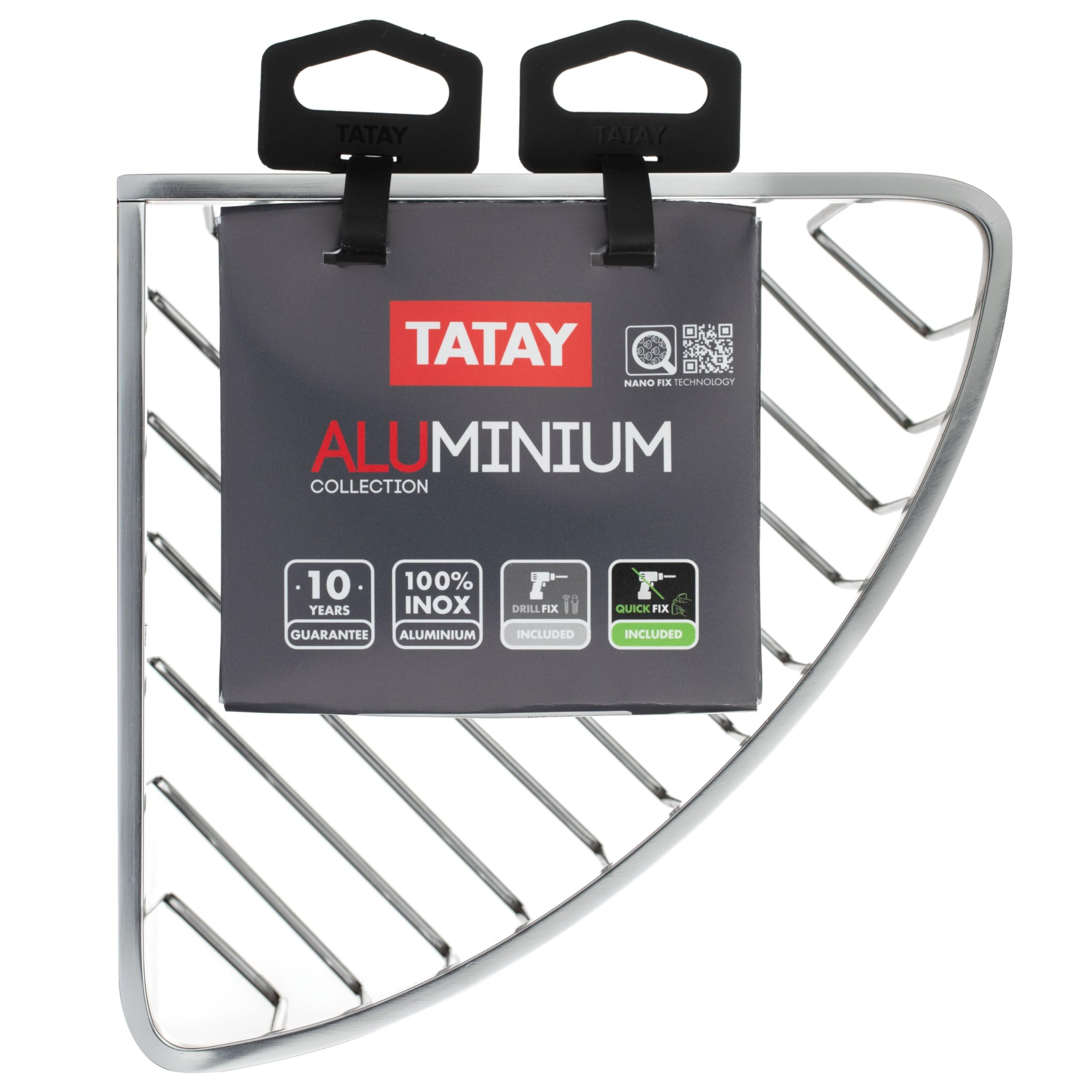 TATAY Duschablage Aluminium Belastbar bis 5 kg Aluminium für den Alltag | Duschablage Badezimmer | 20x11,5x20 cm | Ohne Bohren | Duschkorb Ohne Bohren Eckig | Befestigungssystem (Quick Fix), Chrom