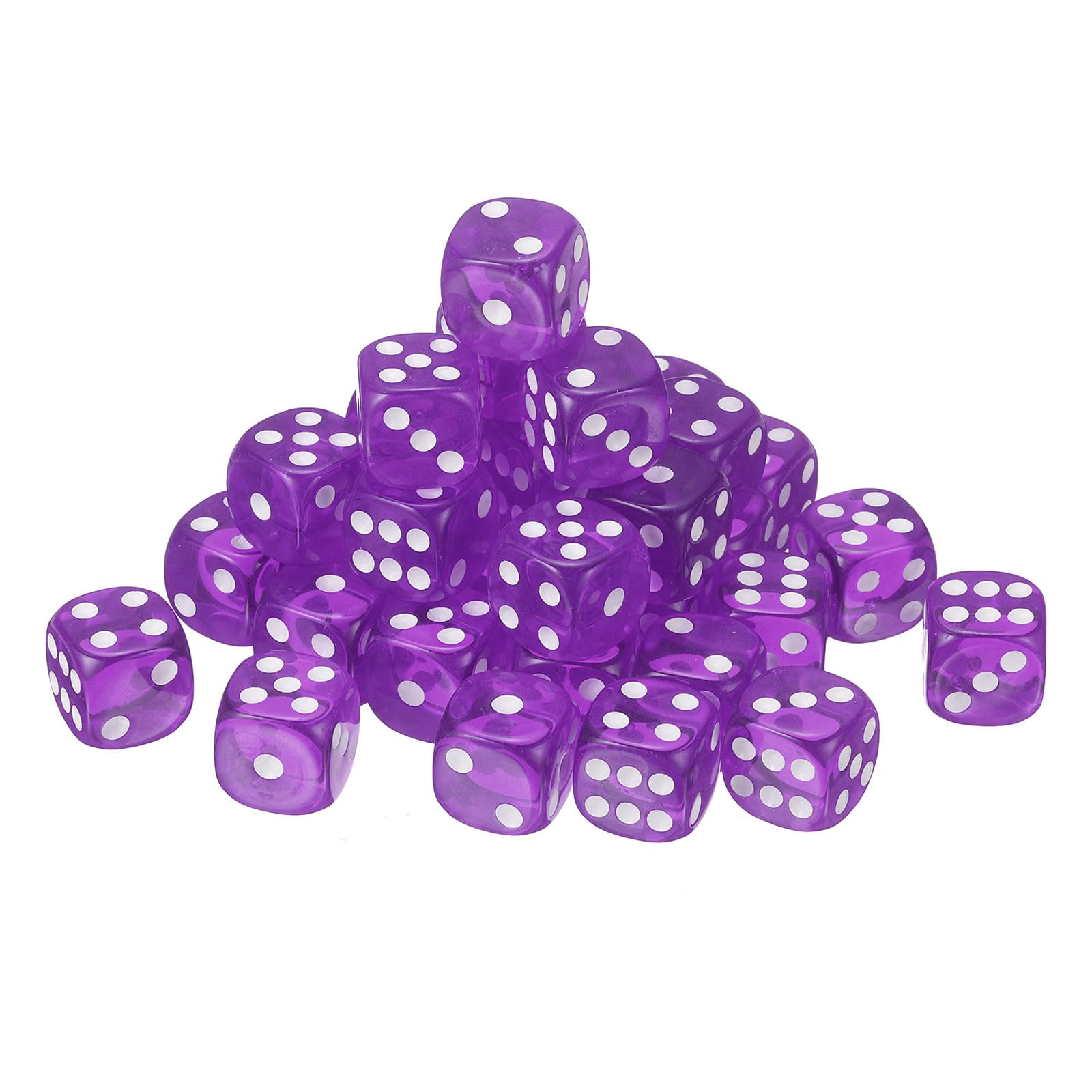 sourcing map 50Pcs 6 Sided Acrylic Dice, 18mm/0.71" Rounded Corner Translucent Colored D6 Game Dice for Theme Party Fun Table Board Games, Purple