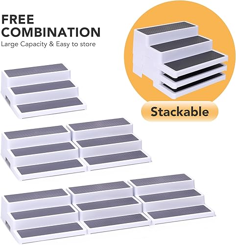 Miniatura 5 de Estante de especias de 3 niveles, organizador de especias de plástico para gabinete, organizador de especias antideslizante para armario de cocina,