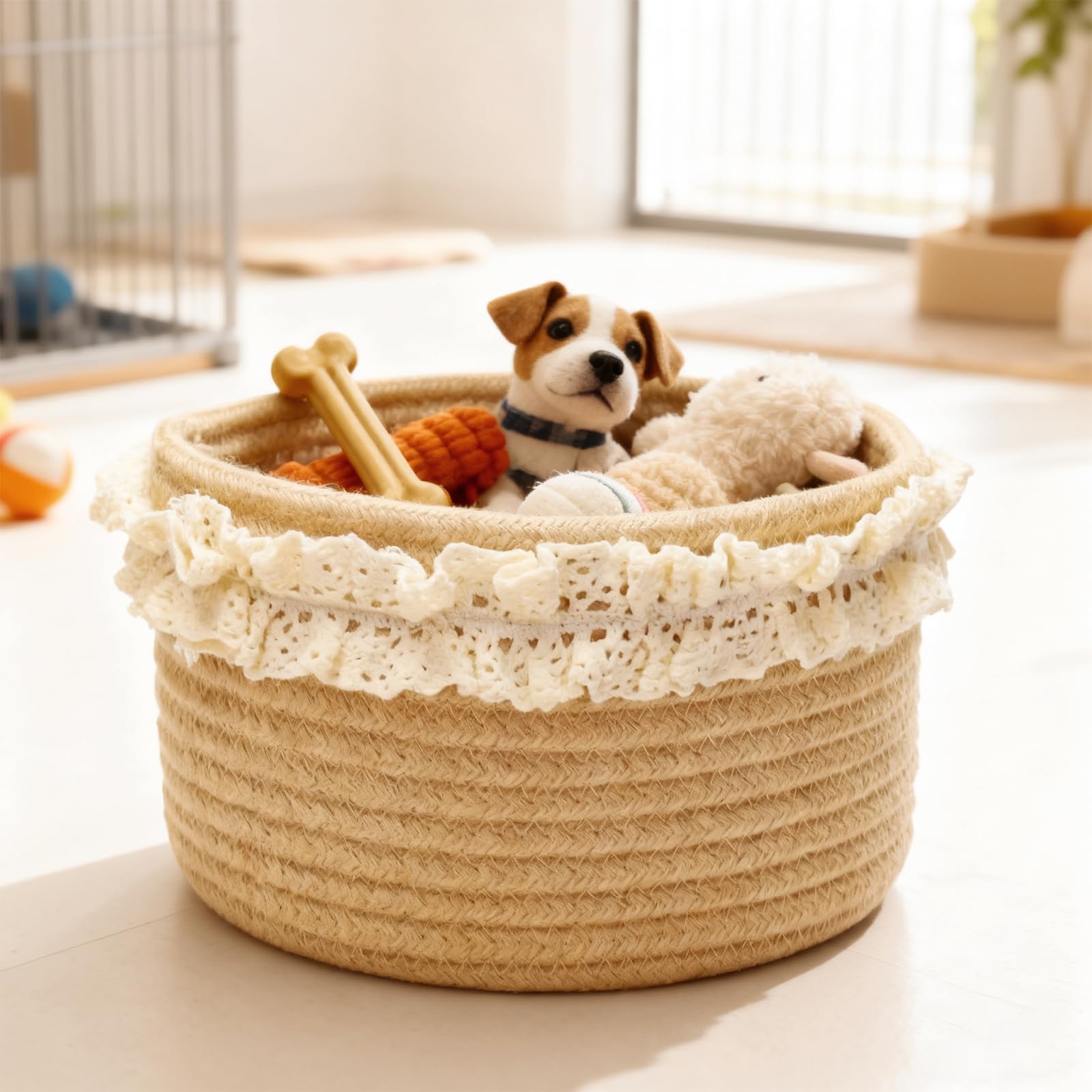 Traumkorb pour Cadeaux Jolis Petits paniers Ronds pour bébé Mariage Anniversaire Mini Déco Paniers en Jute et Corde pour la décoration de la Maison Marron 20 x 2