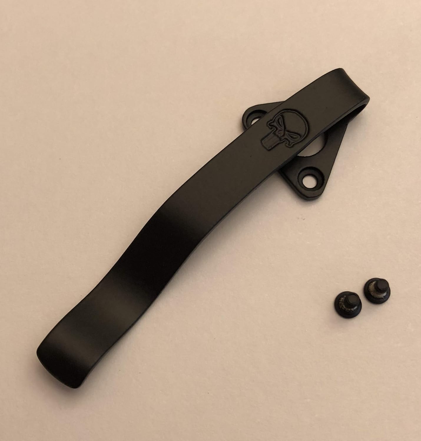 Black Titanium Pocket Clip Made For Spyderco Military Knife C36G With Skull Marking