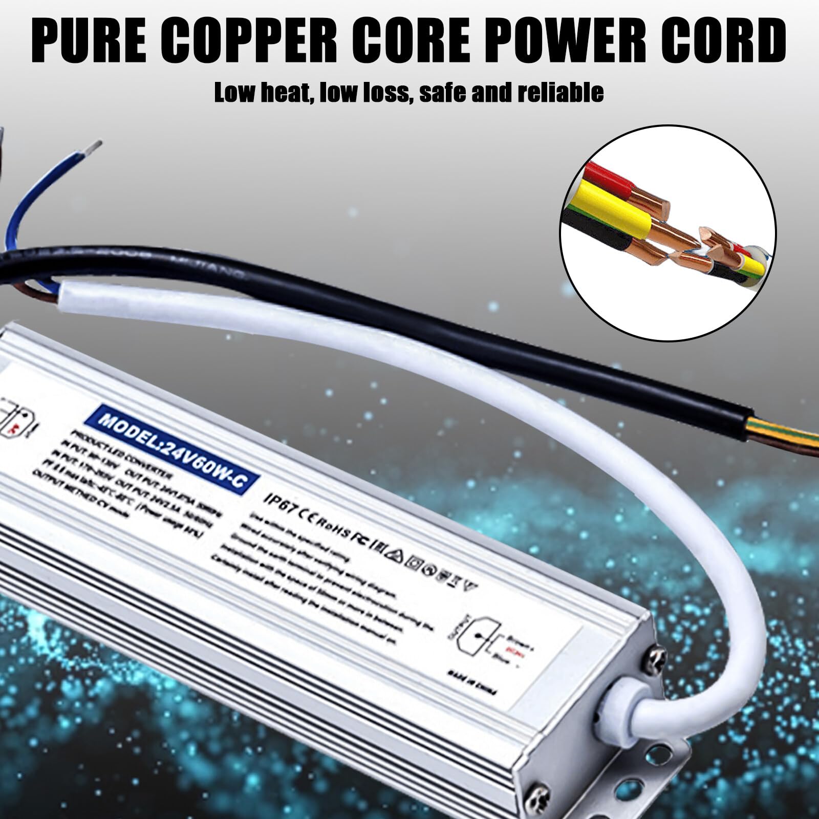 Transformateur 24V étanche 60W 2.5A IP67 - B1585-60 - Barcelona LED