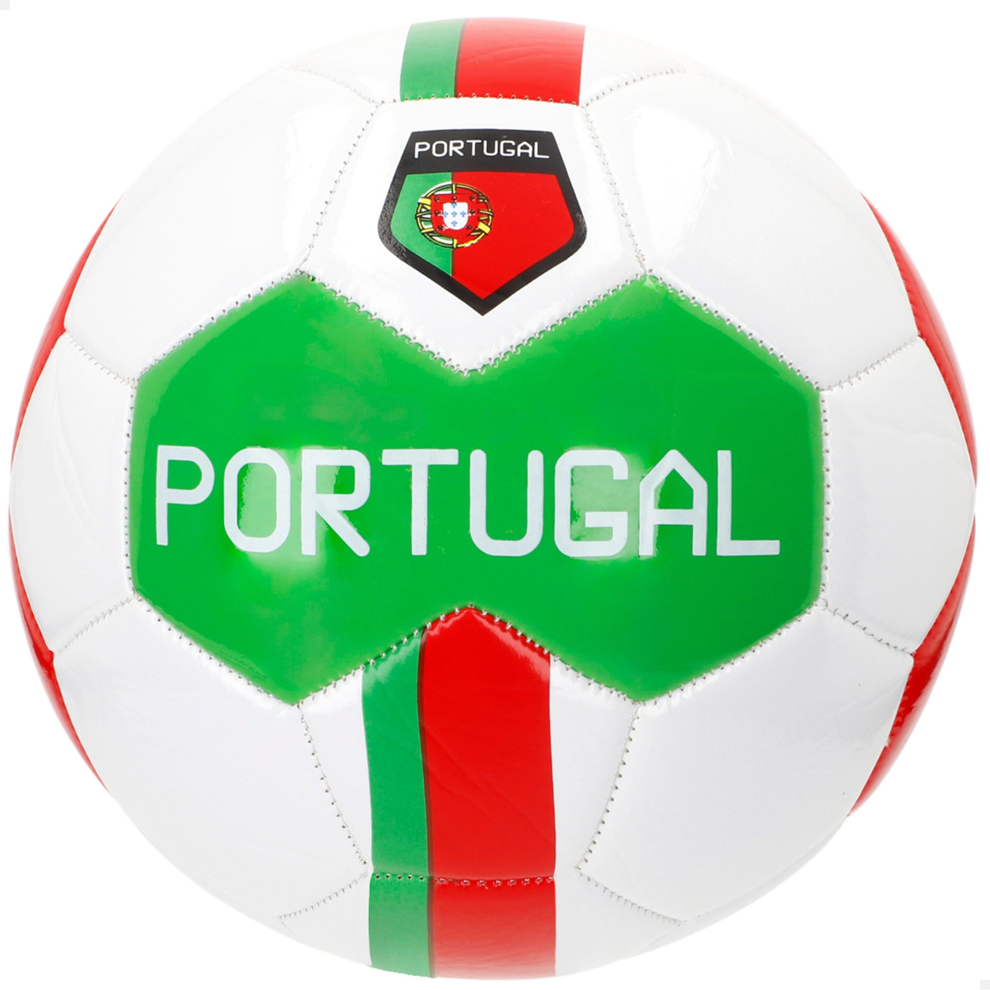 AKTIVE Fußball Portugal, Größe 5, Material PVC, 2,7 mm, 410 g, offizielles Design, Farben Grün, Weiß und Rot, verstärkte Nähte, optimal für Training und Spiele (54317)