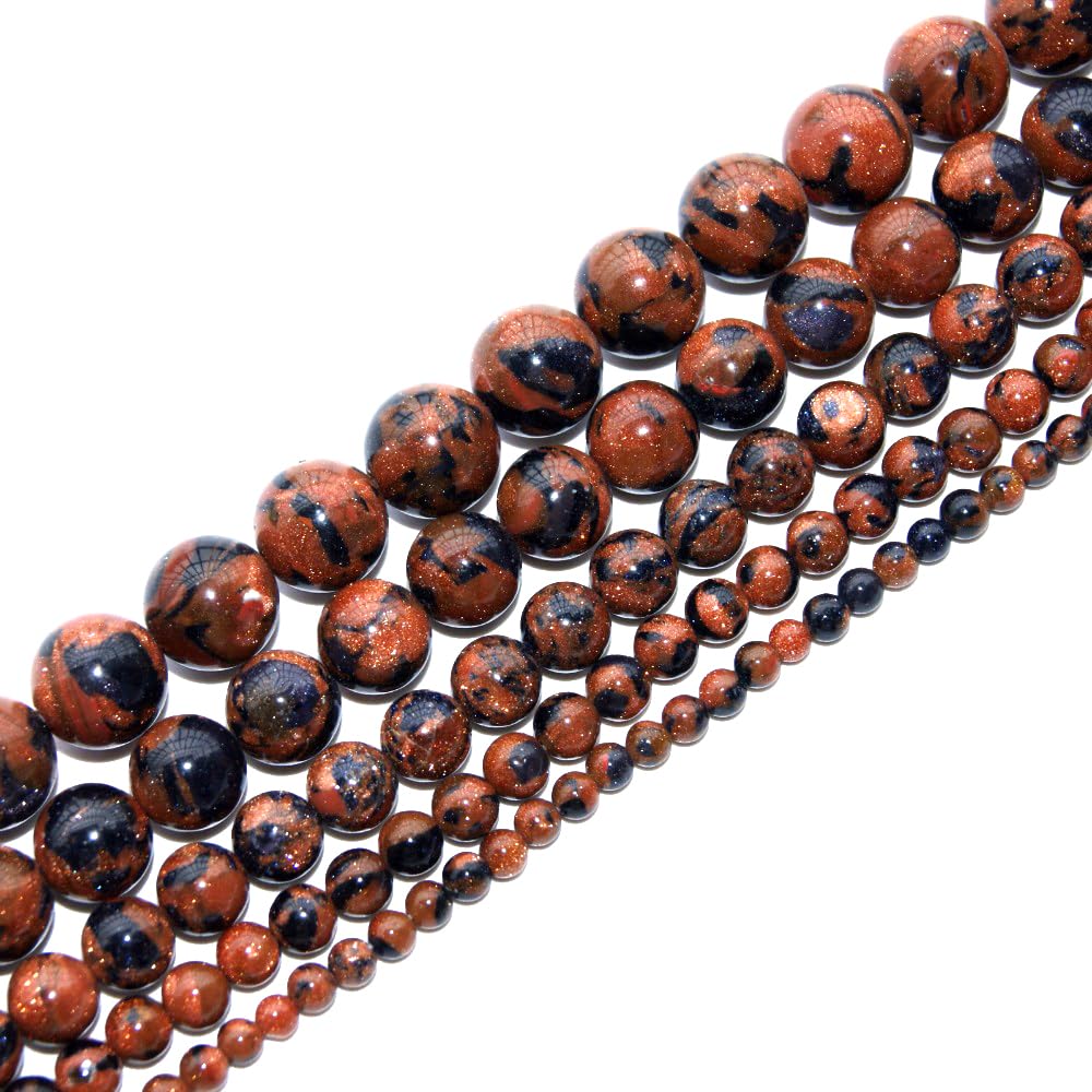 8mm Blue Gold Sand Stone Mixed Sandstone Beads Round Semi Precious Gemstone Loose Beads for Jewelry Making 14"(45-48pcs/strand) — image 1