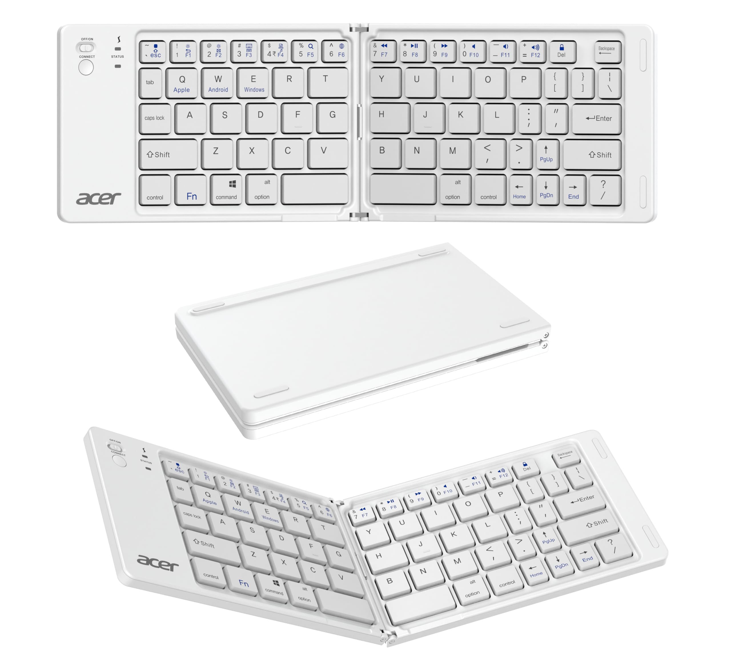 Acer MiniFold Foldable Bluetooth Keyboard, Ultra Portable 66-Key Wireless Keyboard, Bluetooth 5.0, Rechargeable Battery, Type-C Charging, 180mAh Battery, for Windows, Android, iOS, Tablets & Laptops-image-43