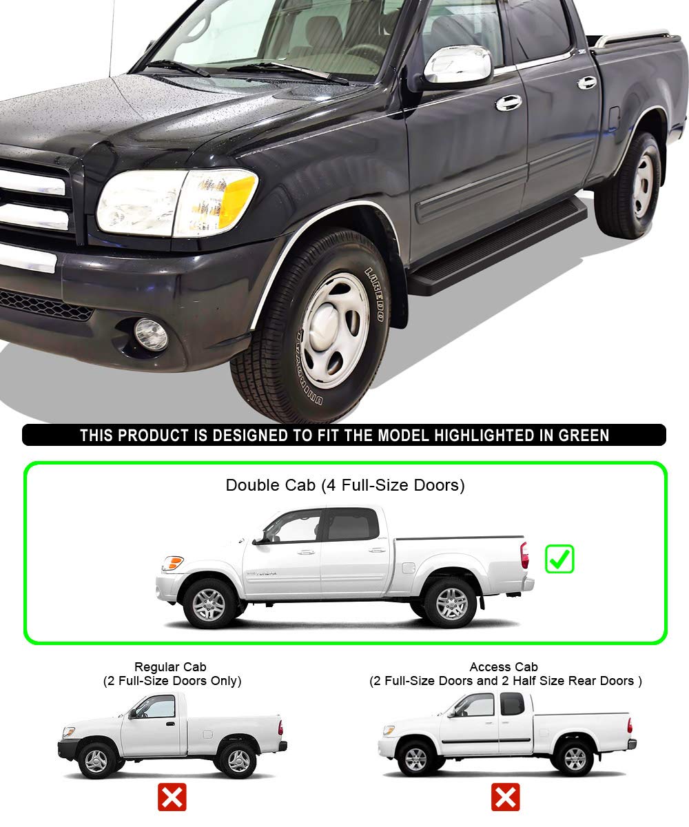 APS Running Boards (Nerf Bars Side Steps Step Bars) Compatible with Toyota Tundra 2004-2006 Double Cab (Black Powder Coated Running Board Style)