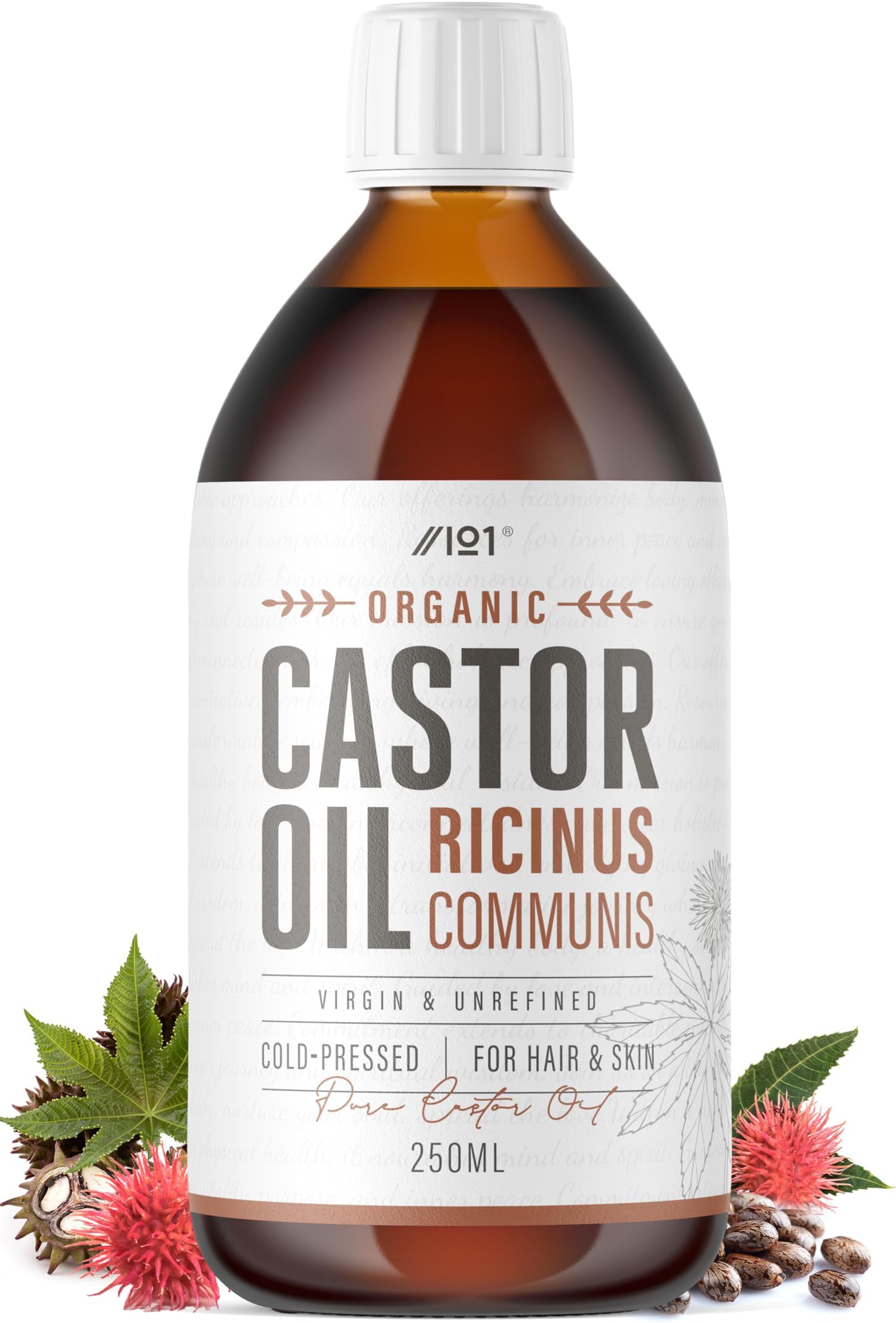 Organic Castor Oil 250ml โ 100% Unrefind & Cold Pressed โ Hexane Free โ for Skin & Hair โ Sustainably Sourced โ By Alpha01