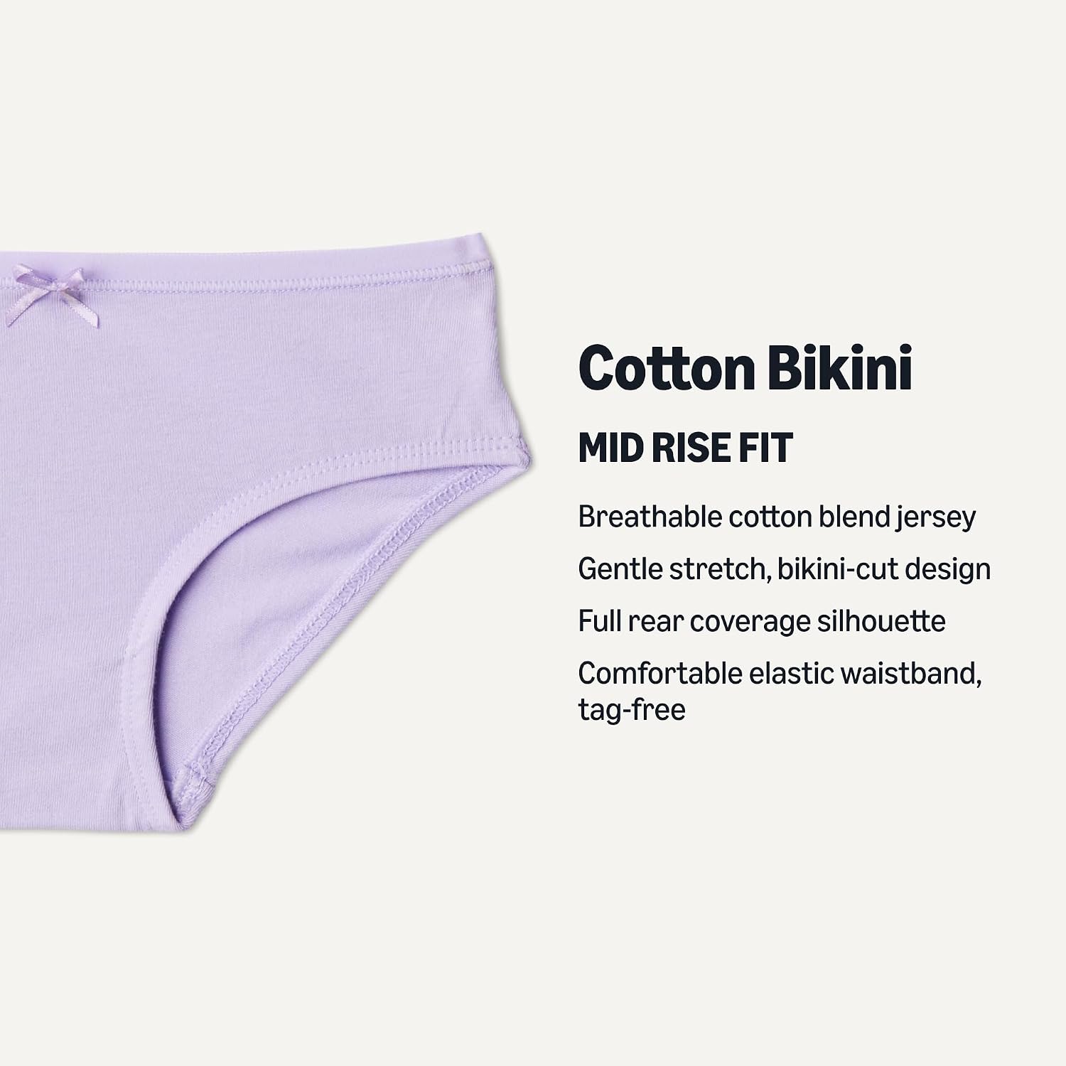 Amazon Essentials Girls' Cotton Jersey Bikini Underwear, Pack of 10
