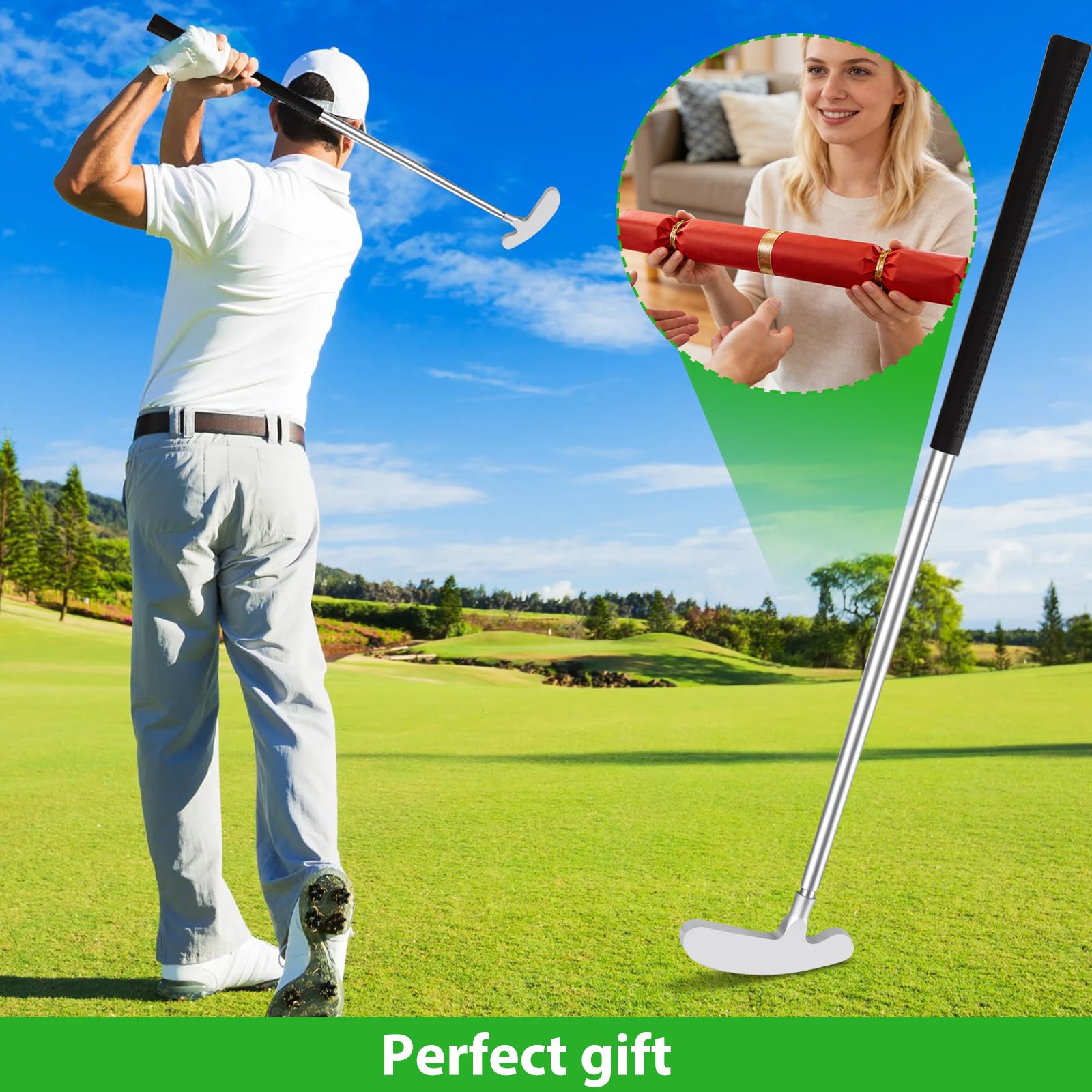 Juego de entrenamiento de swing de golf ajustable, retráctil, para entrenamiento de golf en interiores y exteriores, regalo para hombres y mujeres