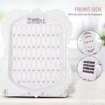 Nail Art Display Stand for 48 Colors Flower-Designed Acrylic Nail Polish & Gel Palette Holder, Manicure Practice Board with Tip Display