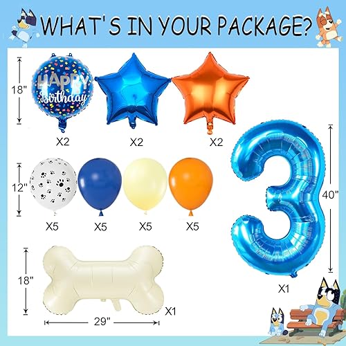 Miniatura 7 de 28 globos azules para fiesta de cumpleaños, globos azules y anaranjados con patas de perro, globo de hueso de perro para niños y niñas, baby shower,