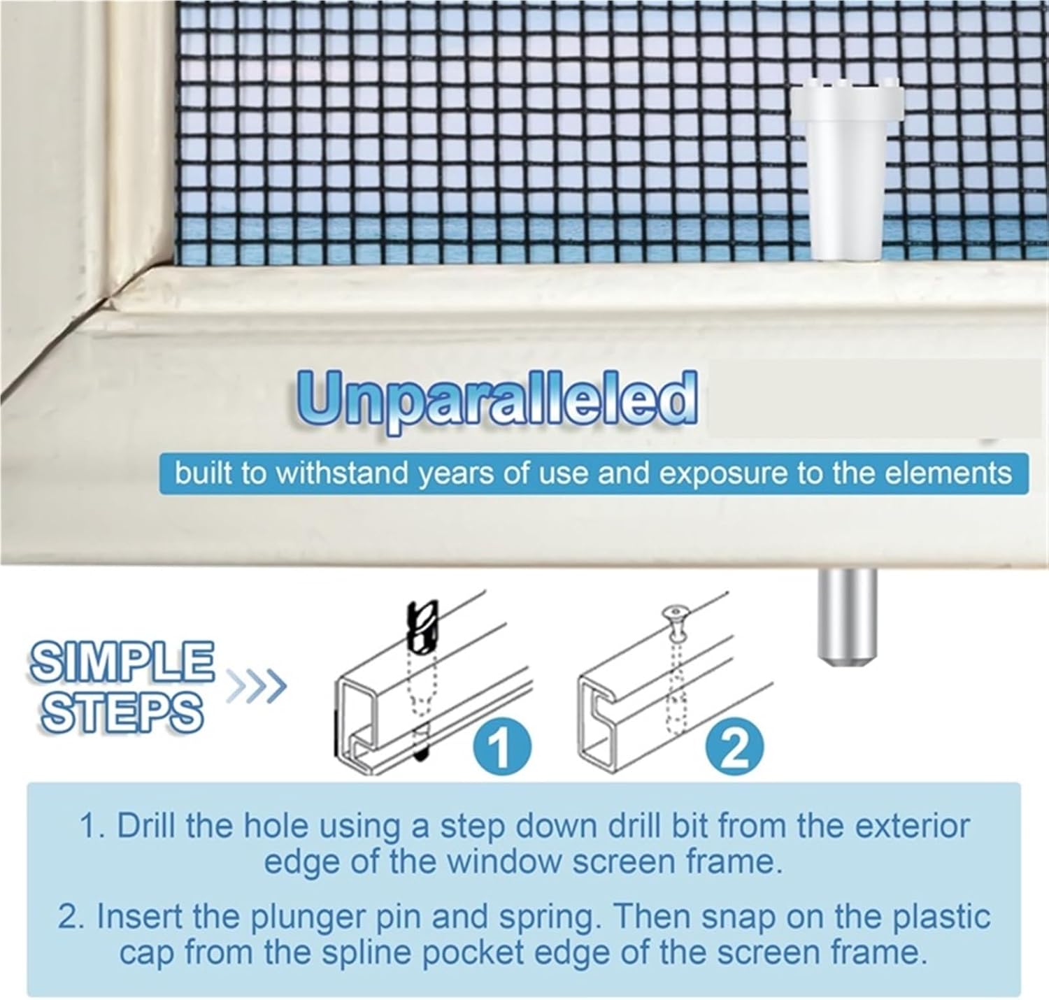 Window Screen Pins 30/50pcs Aluminum Window Screen Plunger Latches with Caps Pull Tabs Secure Screens in Place(30pcs)