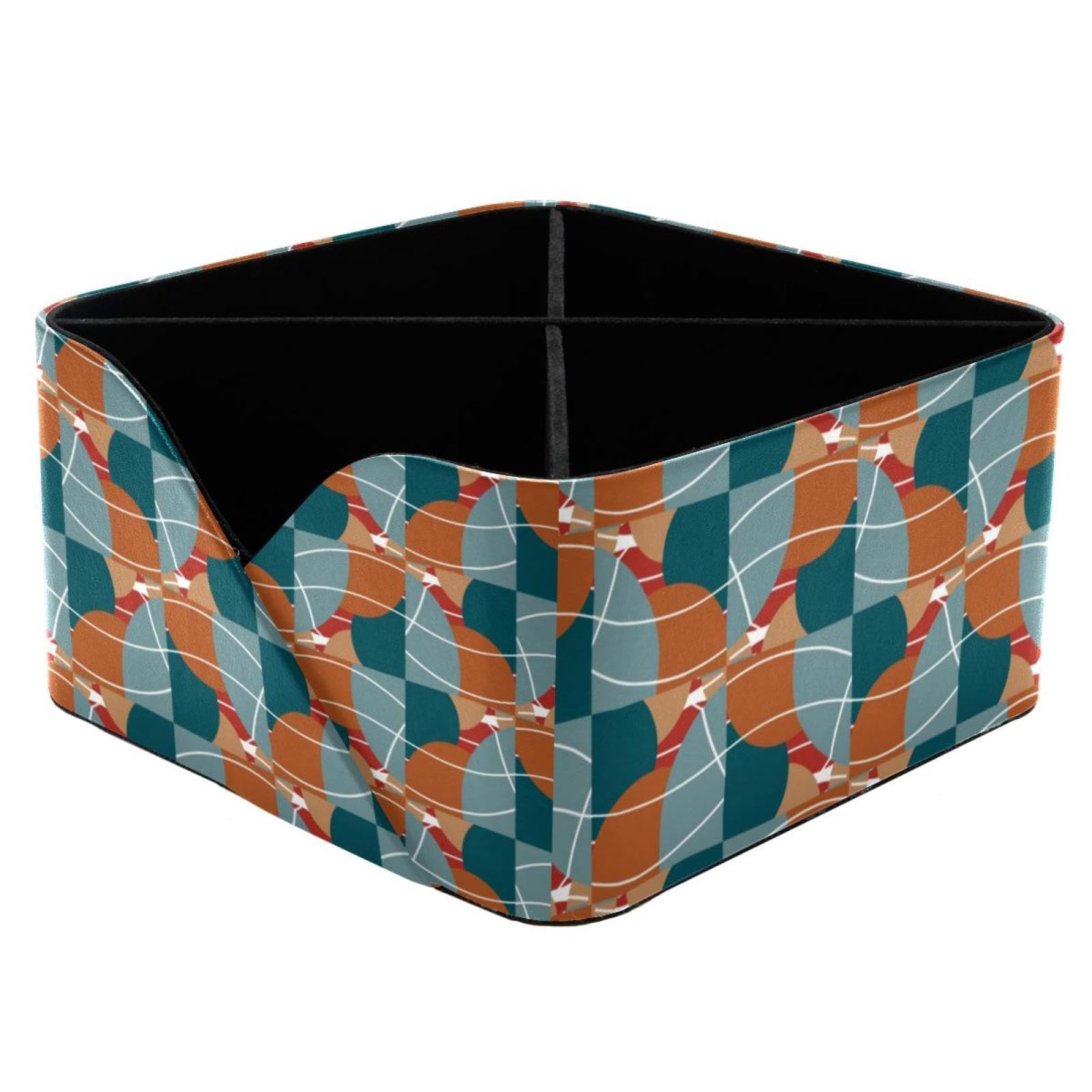 Boîte de rangement durable géométrique en tissu renforcé pour fournitures d'art