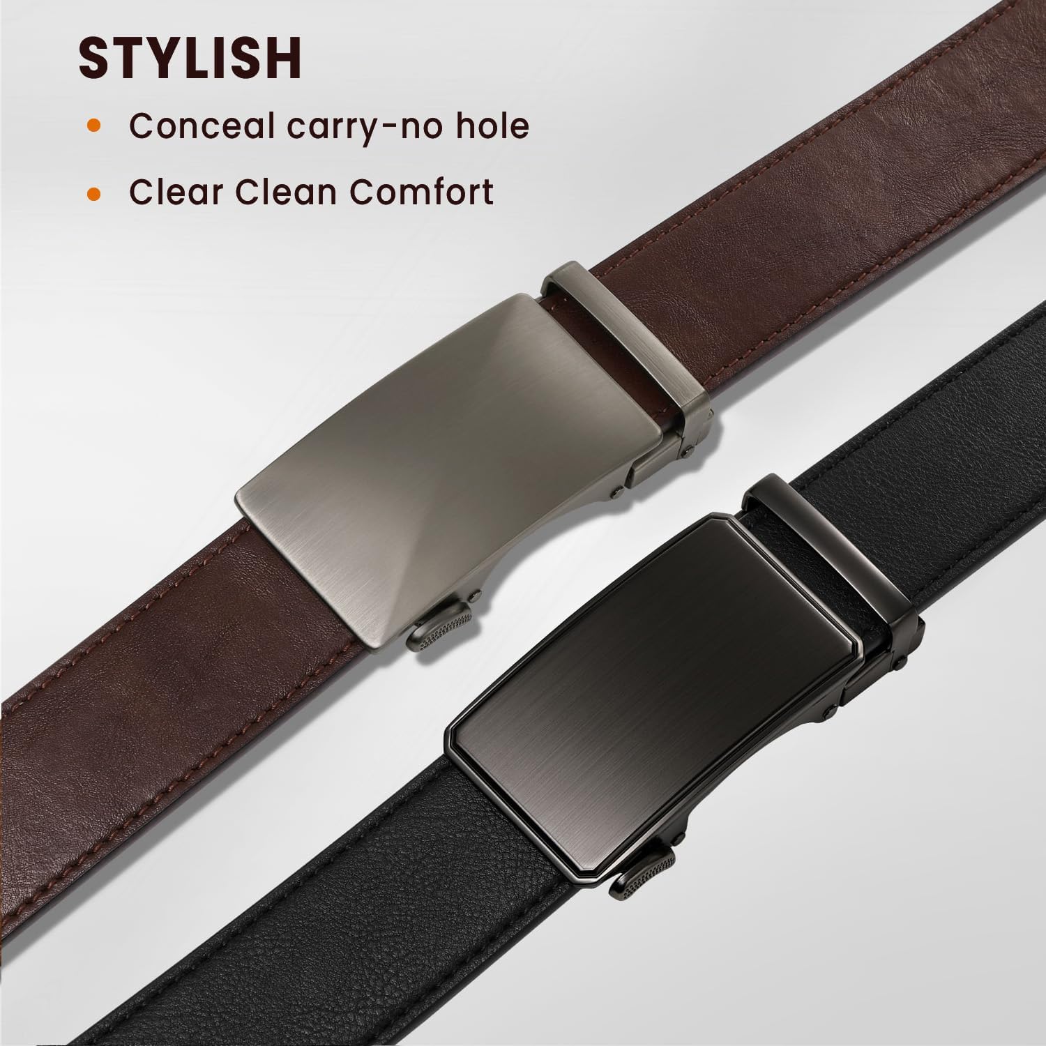 Zitahli Men Belt 2 Pack - Customizable Fit Leather Black Brown Adjustable Ratchet Belt for men Dress Casual Golf,Gift for men - Image 5