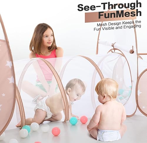 Miniatura 3 de PigPigPen Tienda de campaña 3 en 1 para niños con túnel, casa de campaña cuadrada para niños y niñas, casa de juegos emergente para niños pequeños,