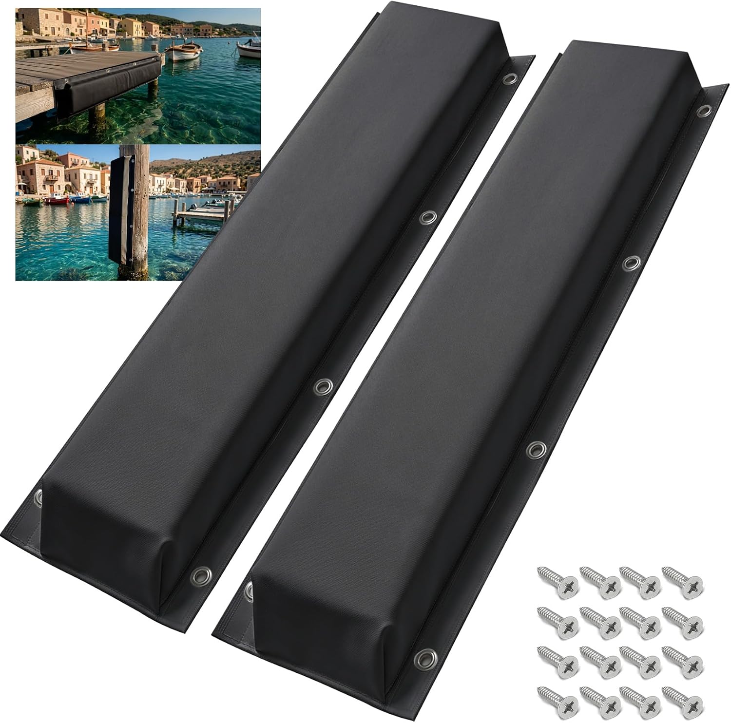 Dock Bumper,Dock Bumper Guard with Stainless Steel Screws,Boat Dock Bumper,Dock Bumpers Marine for Docking Edges, Piling, Vertical Poles, Horizontal Decks or Pier(4 Color,3Size,1Pack,2Pack)