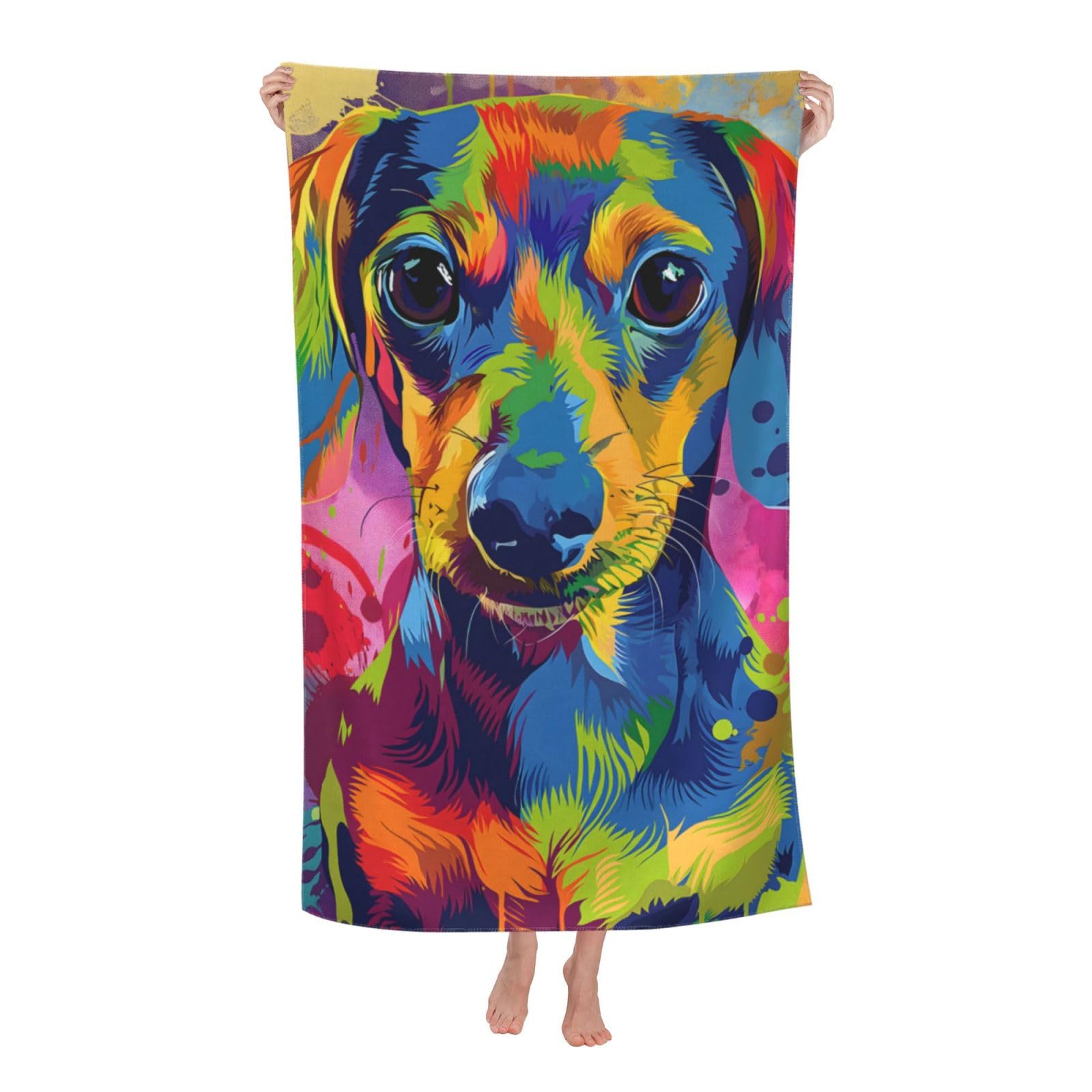 HLBSDM Colorful Dachshund Beach Towel Dog Sand Free Microfiber Bath Towel Ultra Soft Quick Dry Pool Towel Absorbent Towel Lightweight Towel Gifts for Outdoor Bathroom Swimming Decor 31inx51in
