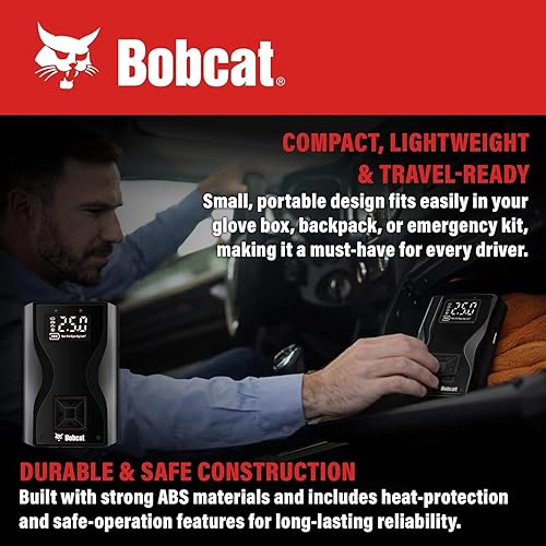 Miniatura 6 de Bobcat - Inflador de neumáticos, compresor de aire portátil de 4000 mAh - 150 PSI - Bomba de aire inalámbrica de inflado rápido 3X para neumáticos