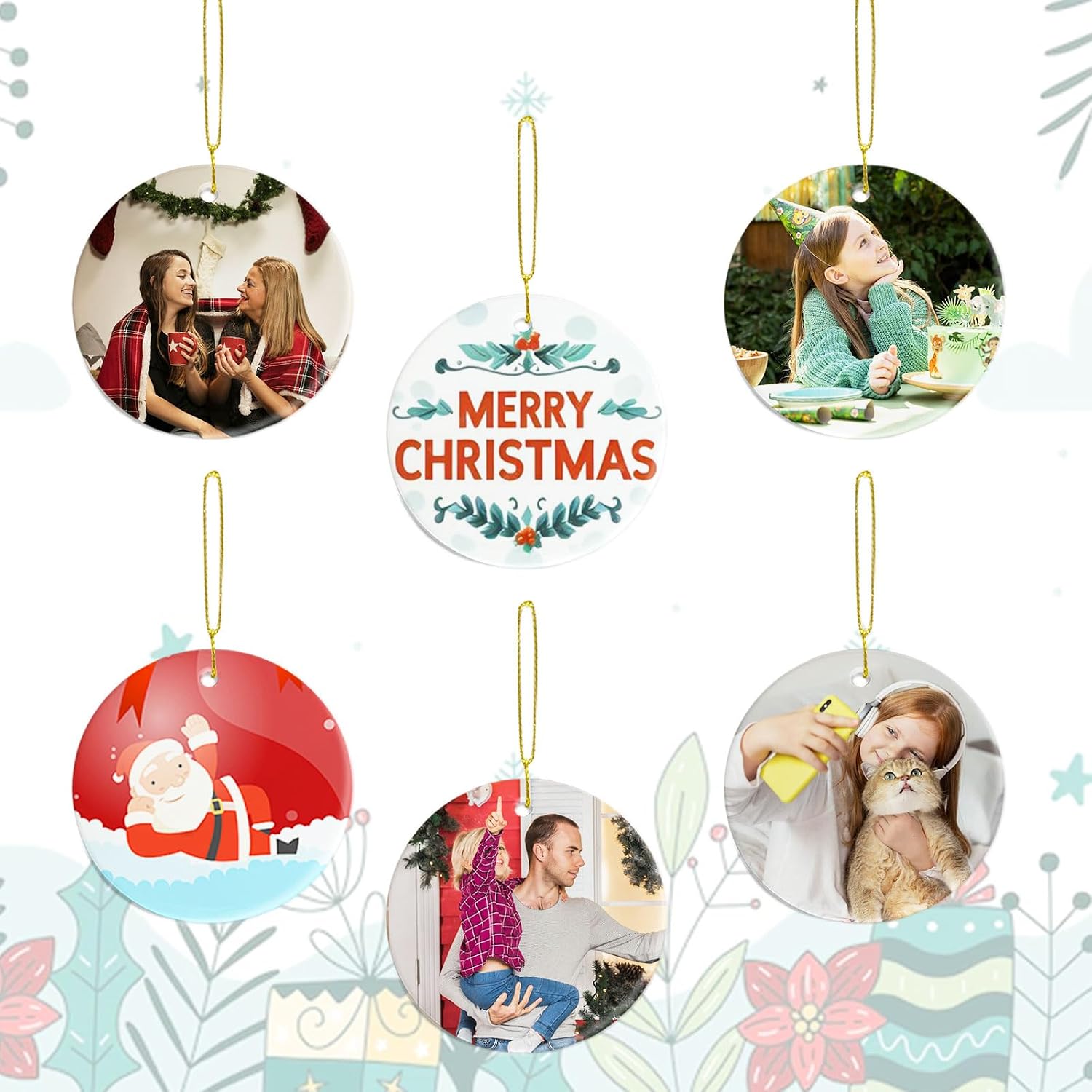 UJL Sublimation Blanks Ornament Sublimation Christmas Ornament Blanks White Ceramic Ornaments 12Pcs Christmas Tree Decorations for DIY Personalized Ornaments