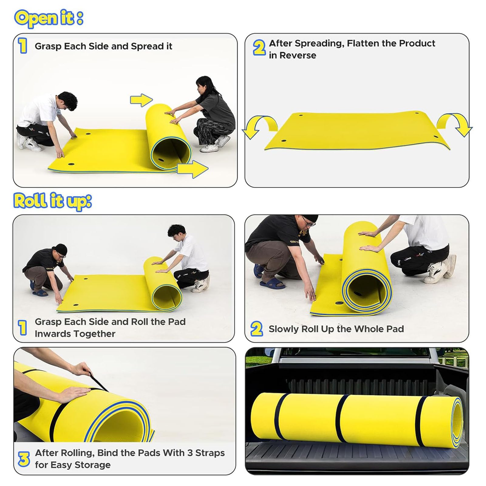 Tappeto Galleggiante, Tappeto d'Acqua Galleggiante Resistente agli Strappi per Lago, Tappeti Galleggianti per Piscina Ricreativa, Spiaggia, Lago, Disponibile, Adatto a più Utenti,Giallo,400x150x3.3cm