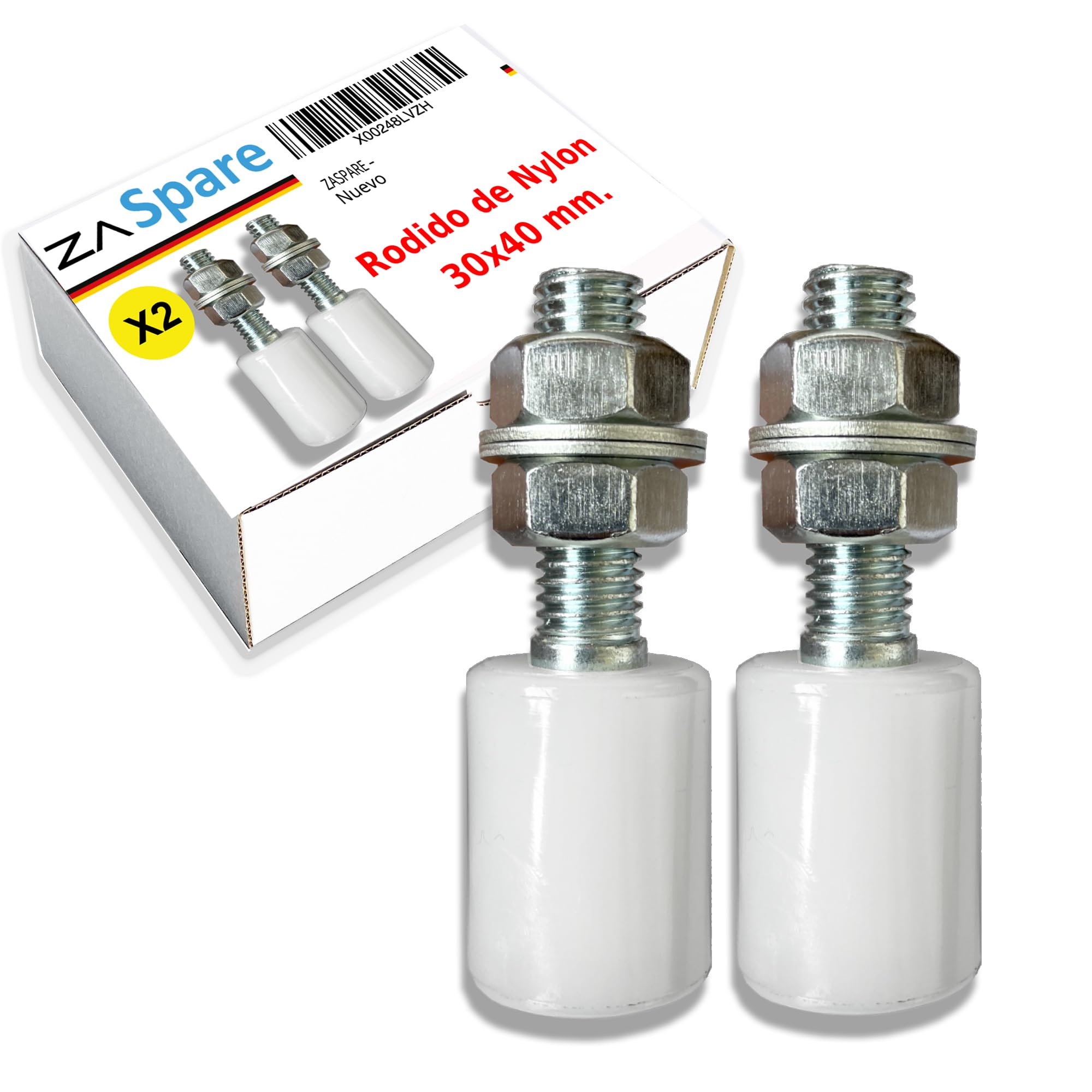 Rodillos de Nylon para Puertas Correderas Ruedas Guia Industriales para Interior y Exterior Puertas de Garaje Portones Cintas Transportadoras (30X40 (PACK 2))