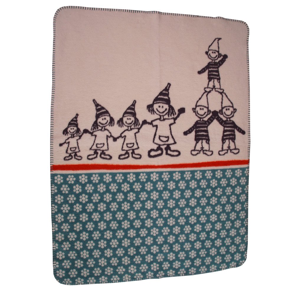 Plaid enfant en coton bio à motif lutins pour lit et poussette