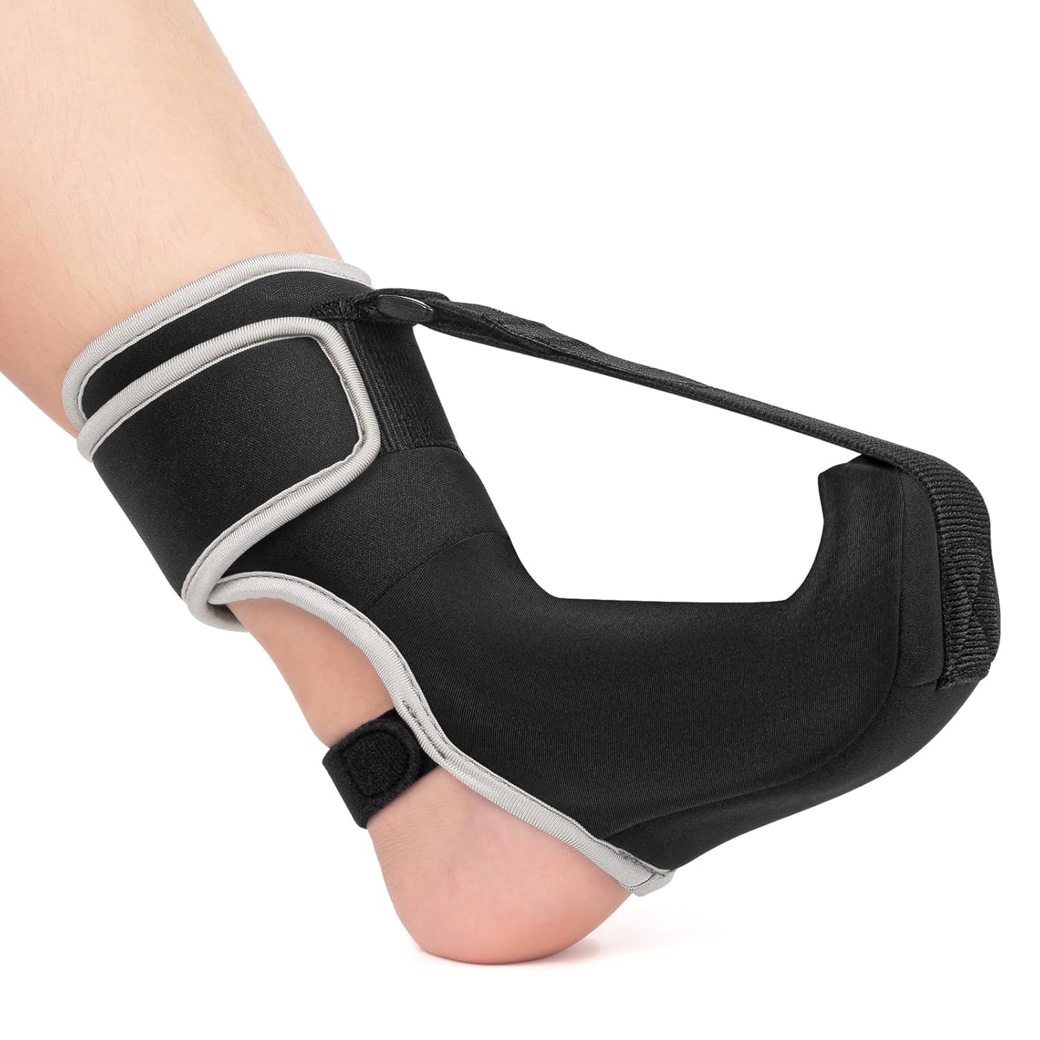 Plantar Fasciitis Night Splint Socks - Soft Plantar Fasciitis Relief Brace for Heel Spurs, Achilles Tendonitis & Foot Drop - Comfortable Sleep Foot Brace for Women and Men Black-M